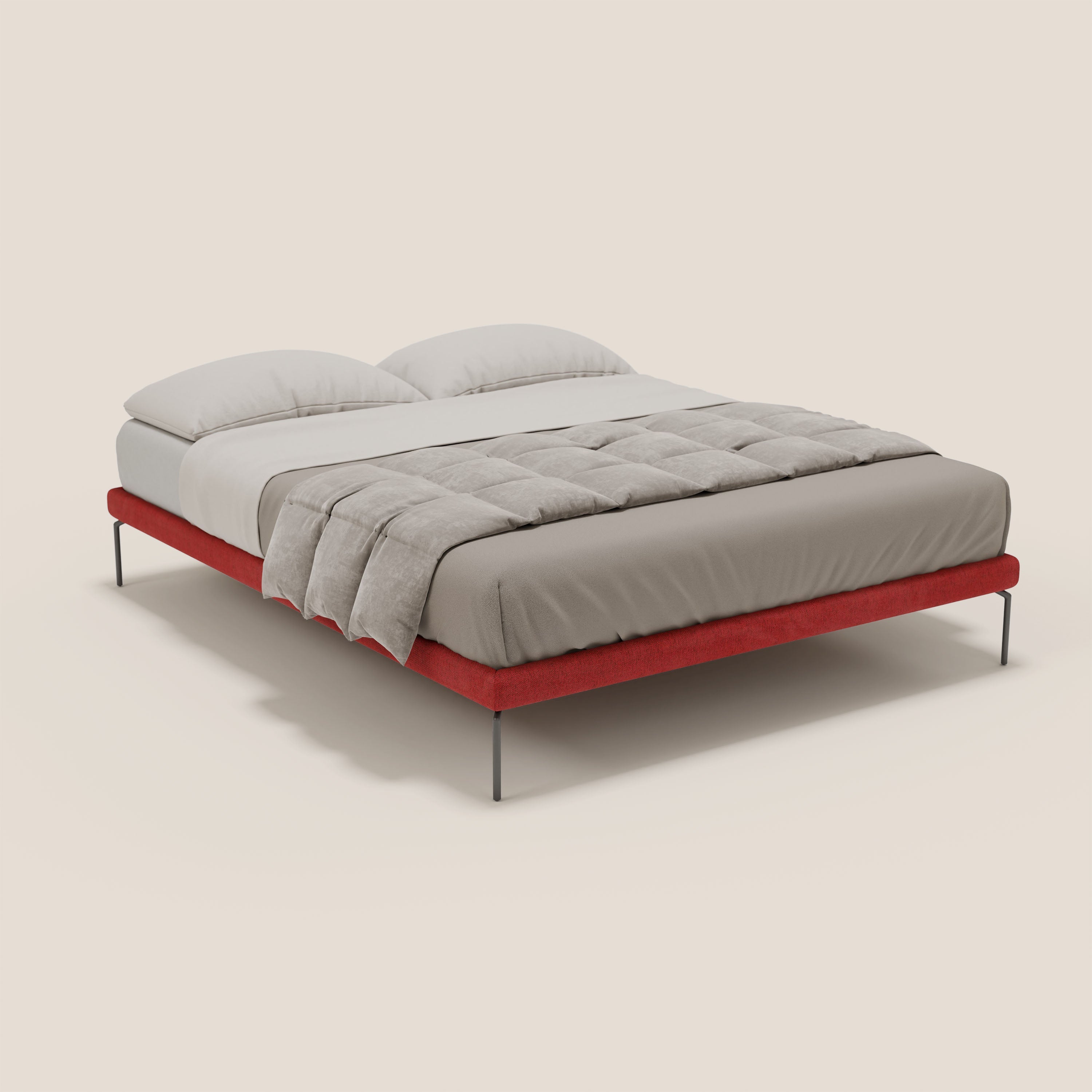 Ring sommier sfoderabile con piedi alti 24 cm in tessuto impermeabile T14 rosso - divani.store