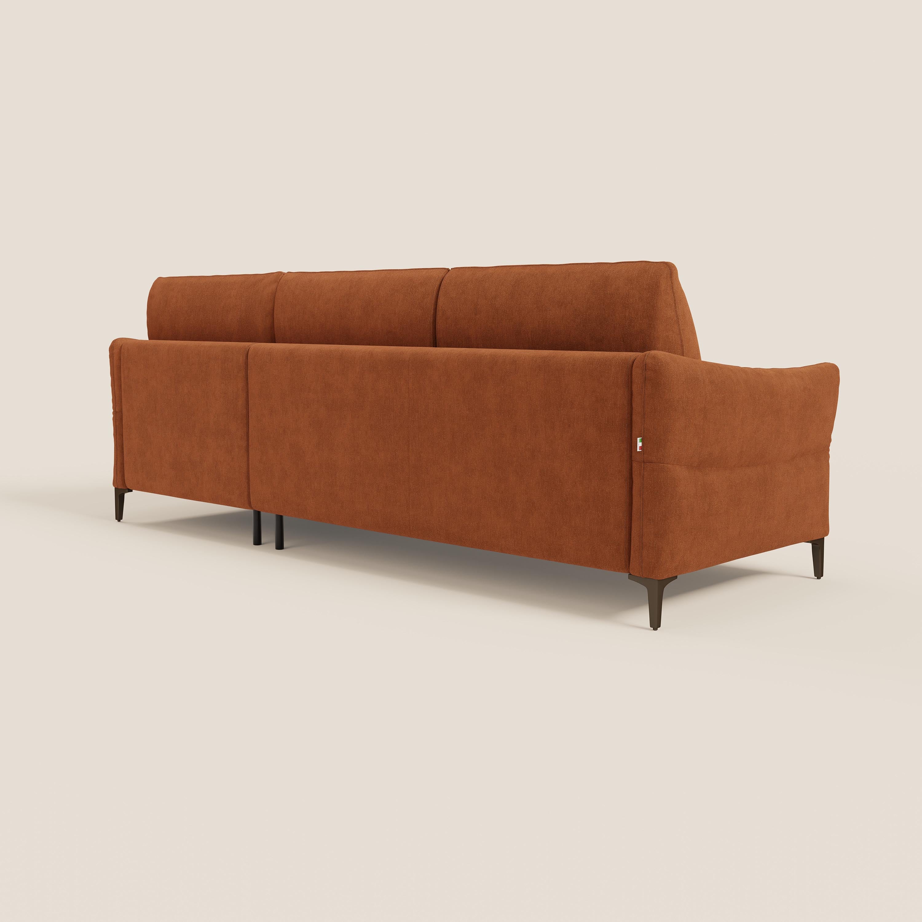 Dalia divano letto angolare con materasso alto 18 cm piedini alti e penisola contenitore in tessuto smacchiabile T17 - divani.store
