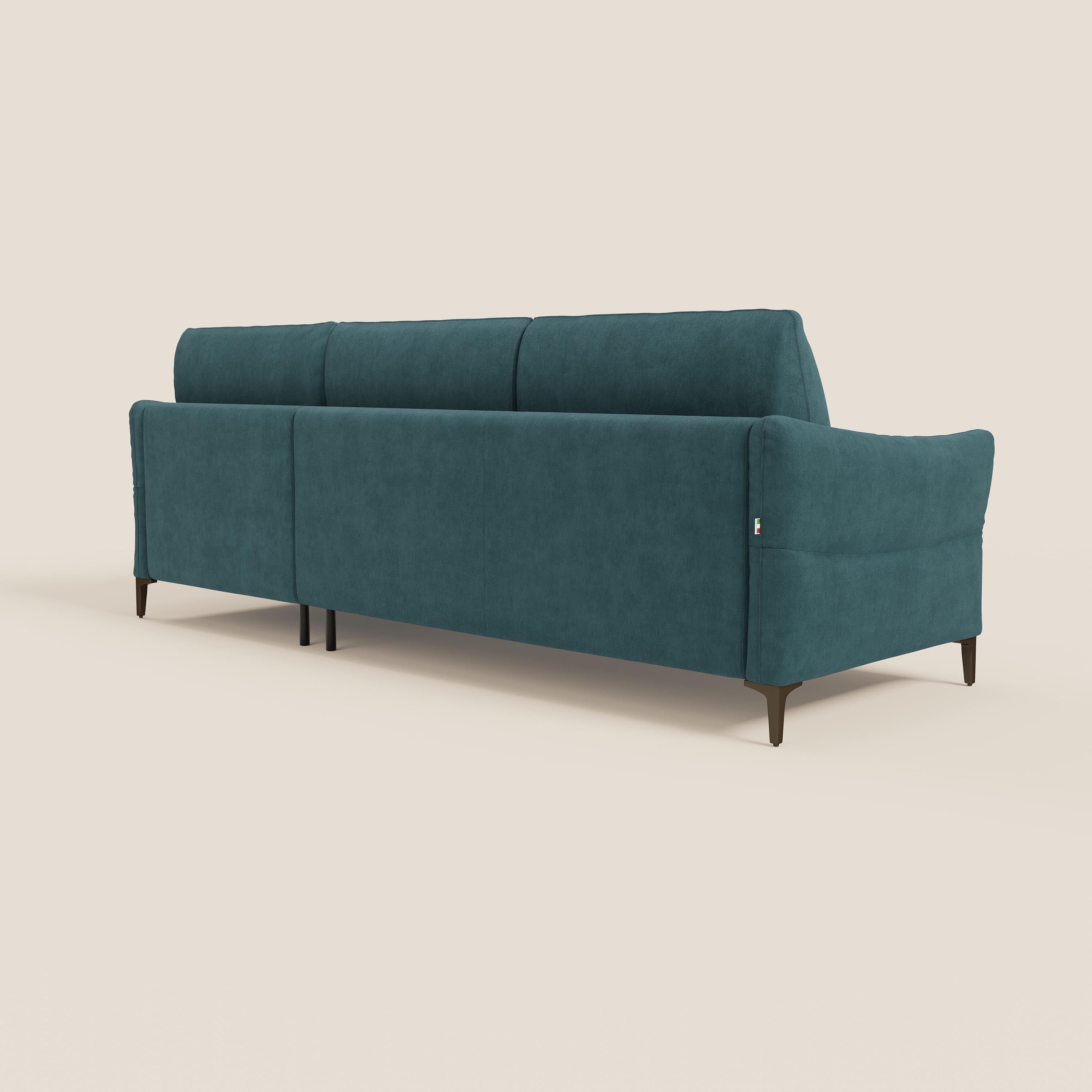 Dalia divano letto angolare con materasso alto 18 cm piedini alti e penisola contenitore in tessuto smacchiabile T17 - divani.store