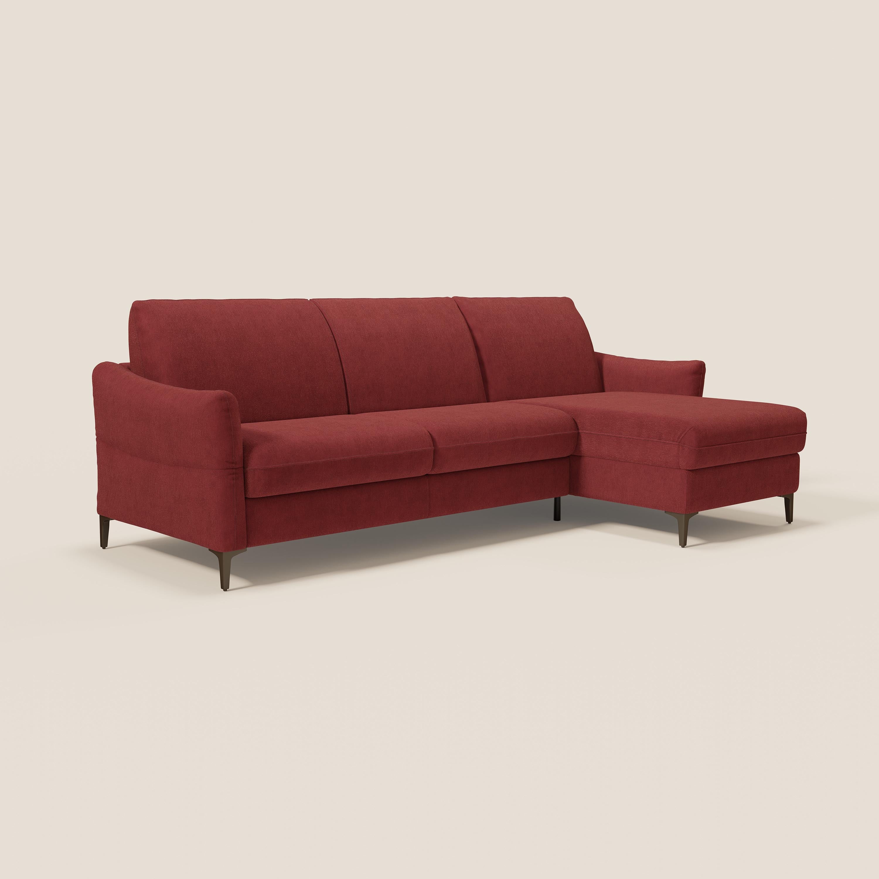 Dalia divano letto angolare con materasso alto 18 cm piedini alti e penisola contenitore in tessuto smacchiabile T17 - divani.store
