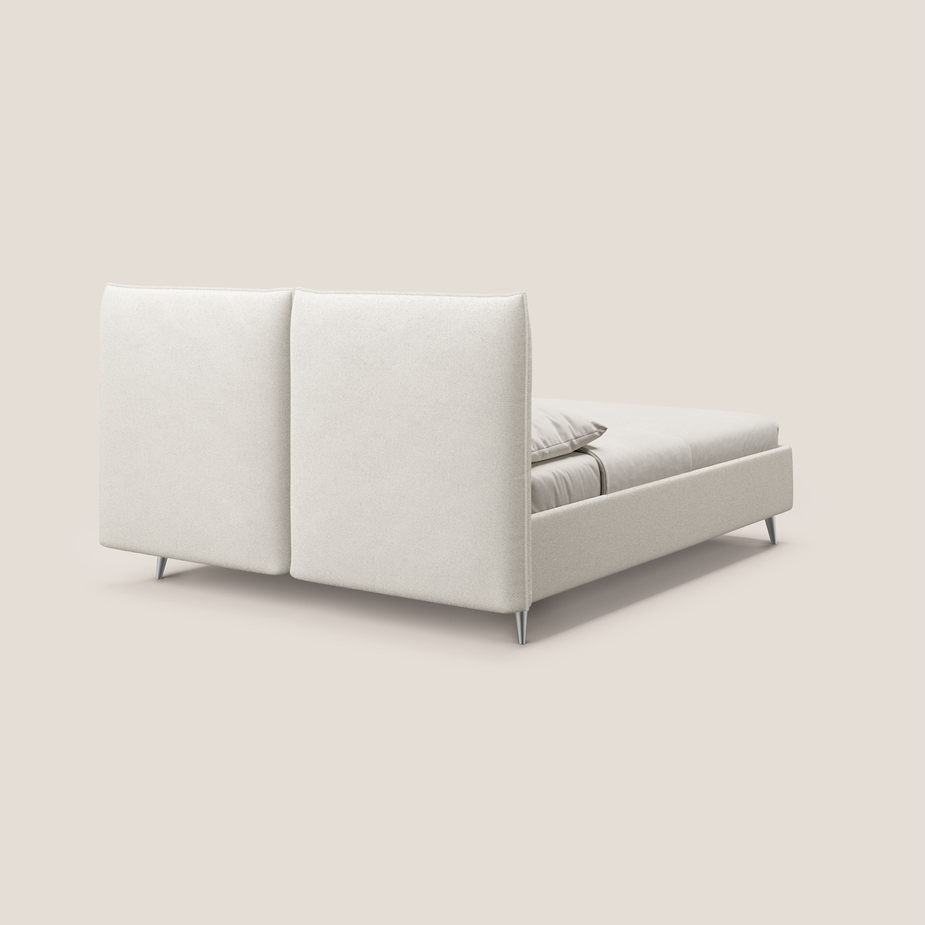 Adone letto imbottito contenitore a doppia pannellatura in bouclet impermeabile T07 bianco - divani.store