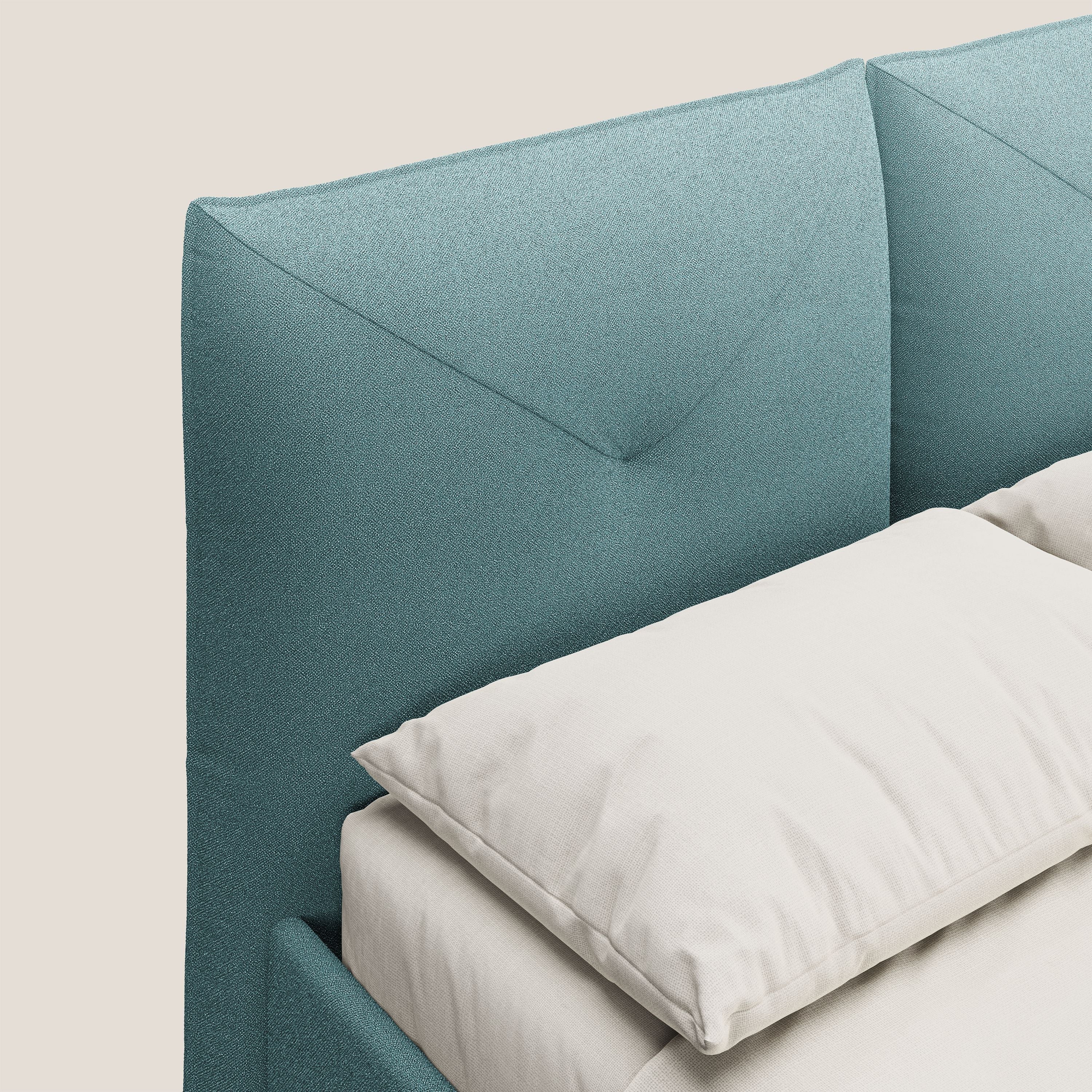 Adone letto imbottito contenitore a doppia pannellatura in bouclet impermeabile T07 azzurro - divani.store
