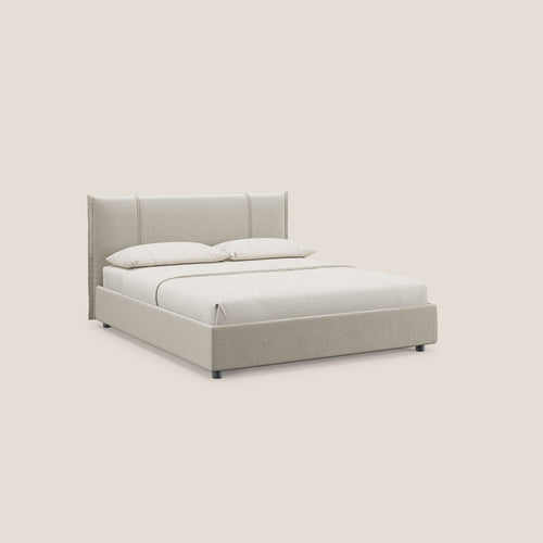 Alicia letto imbottito con vano contenitore in tessuto impermeabile T14 tortora - divani.store