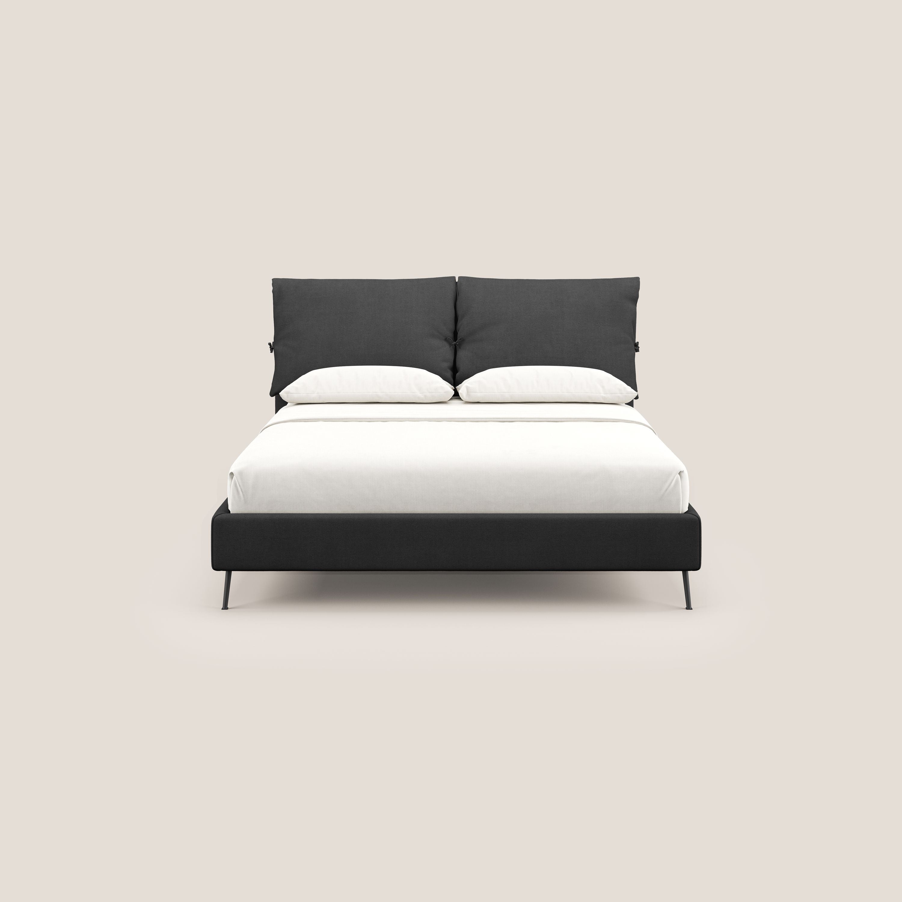 Artemisia letto imbottito con piedini alti sfoderabile in tessuto smacchiabile T17 antracite - divani.store