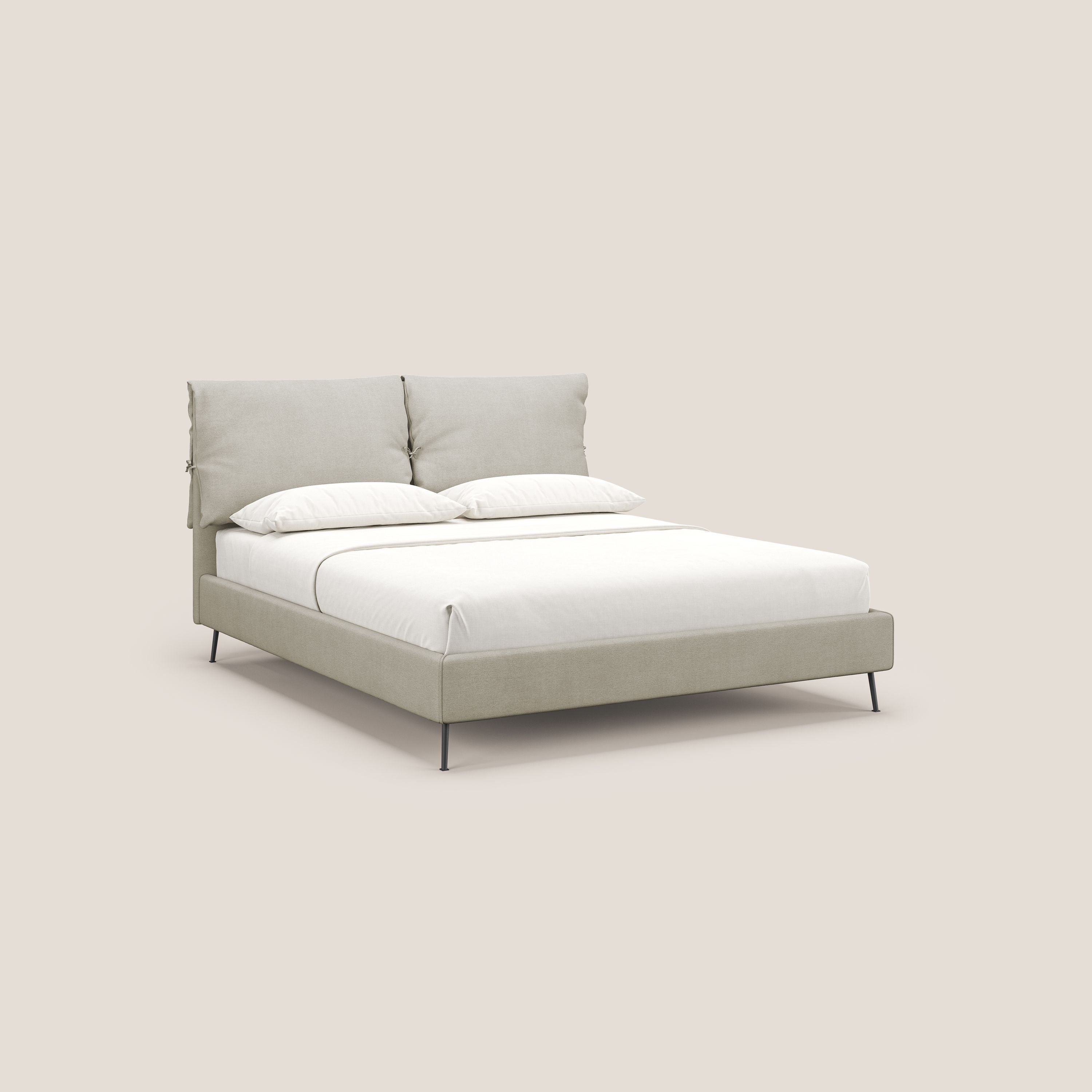 Artemisia letto imbottito con piedini alti sfoderabile in tessuto smacchiabile T17 panna - divani.store
