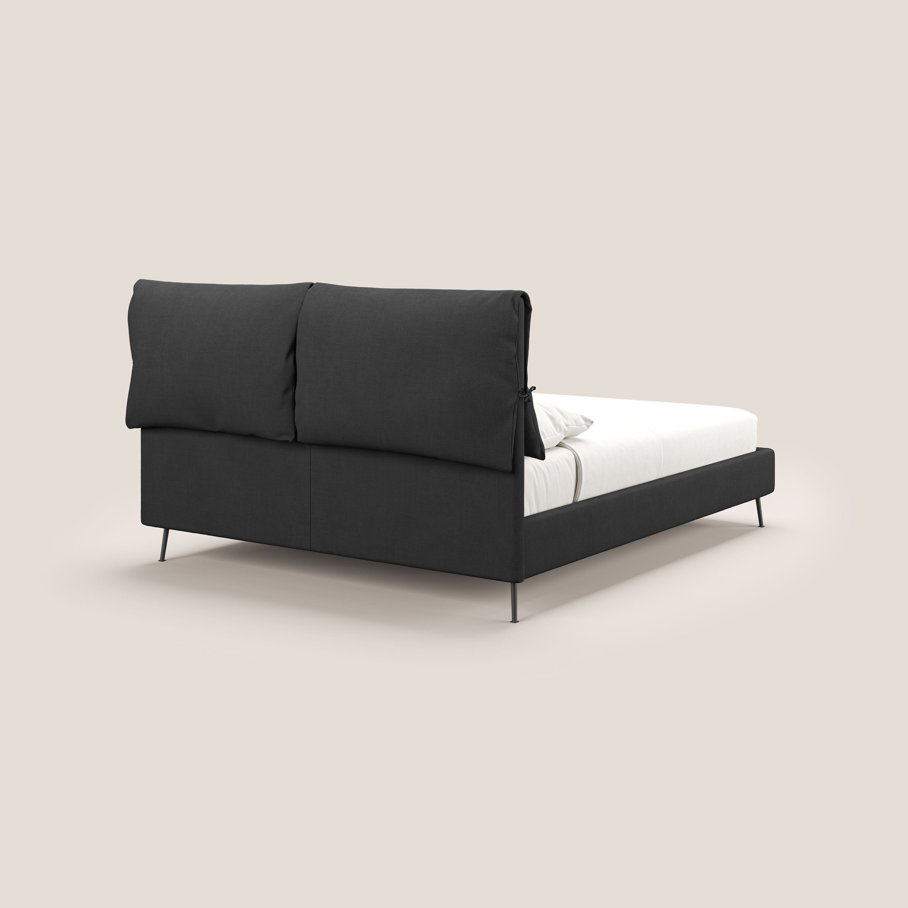 Artemisia letto imbottito con piedini alti sfoderabile in tessuto smacchiabile T17 antracite - divani.store