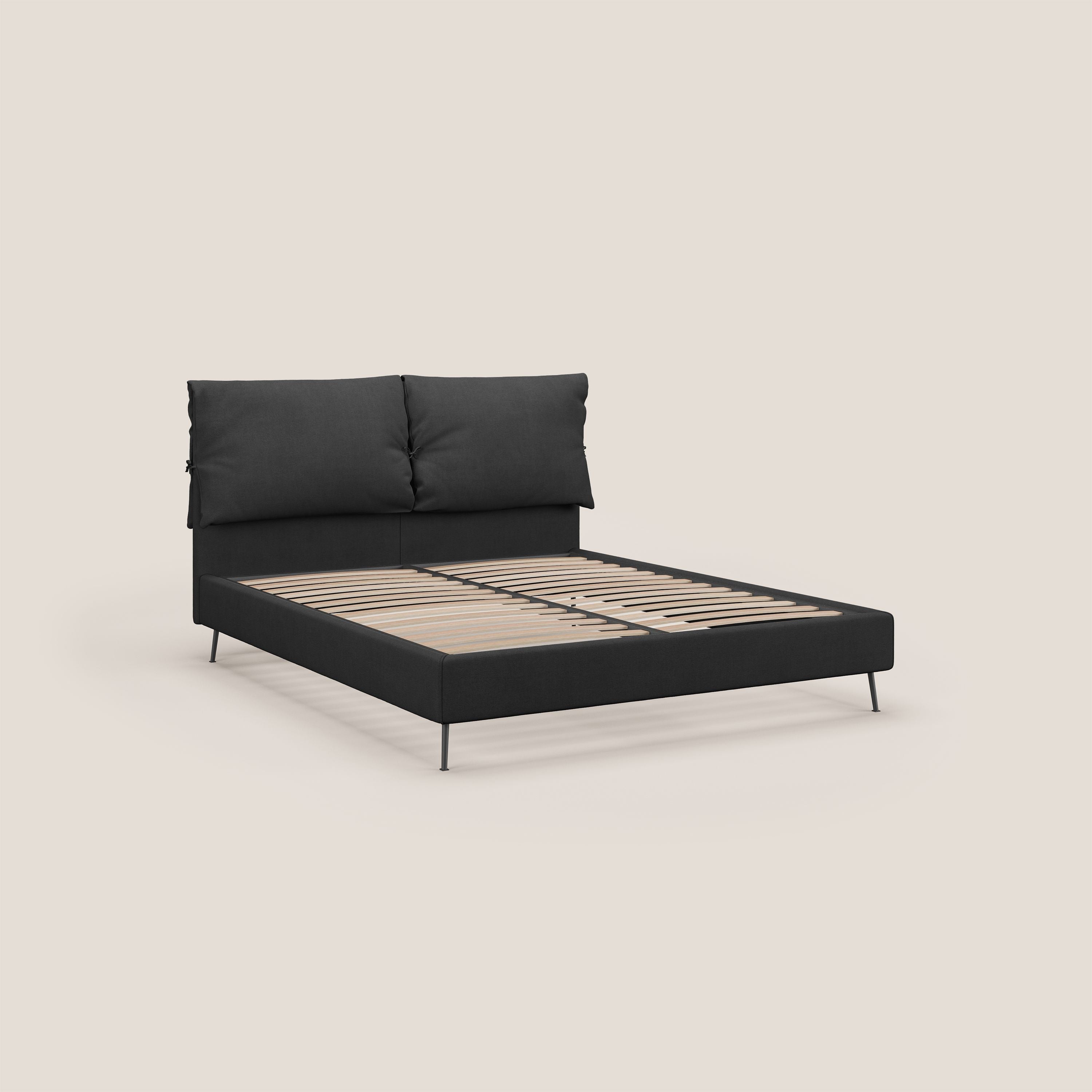 Artemisia letto imbottito con piedini alti sfoderabile in tessuto smacchiabile T17 antracite - divani.store