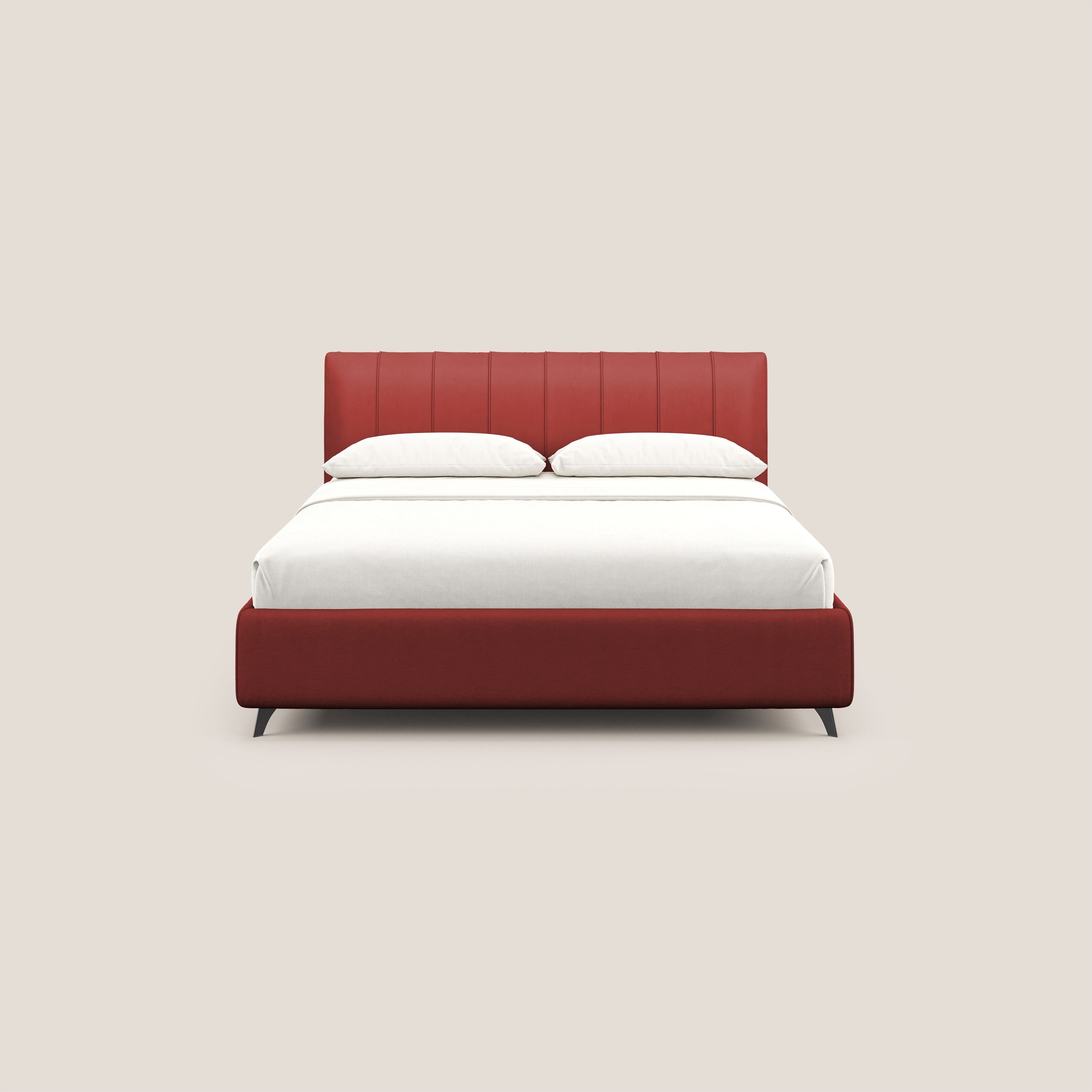 Bogart letto imbottito contenitore completamente sfoderabile in microfibra smacchiabile T11 rosso - divani.store