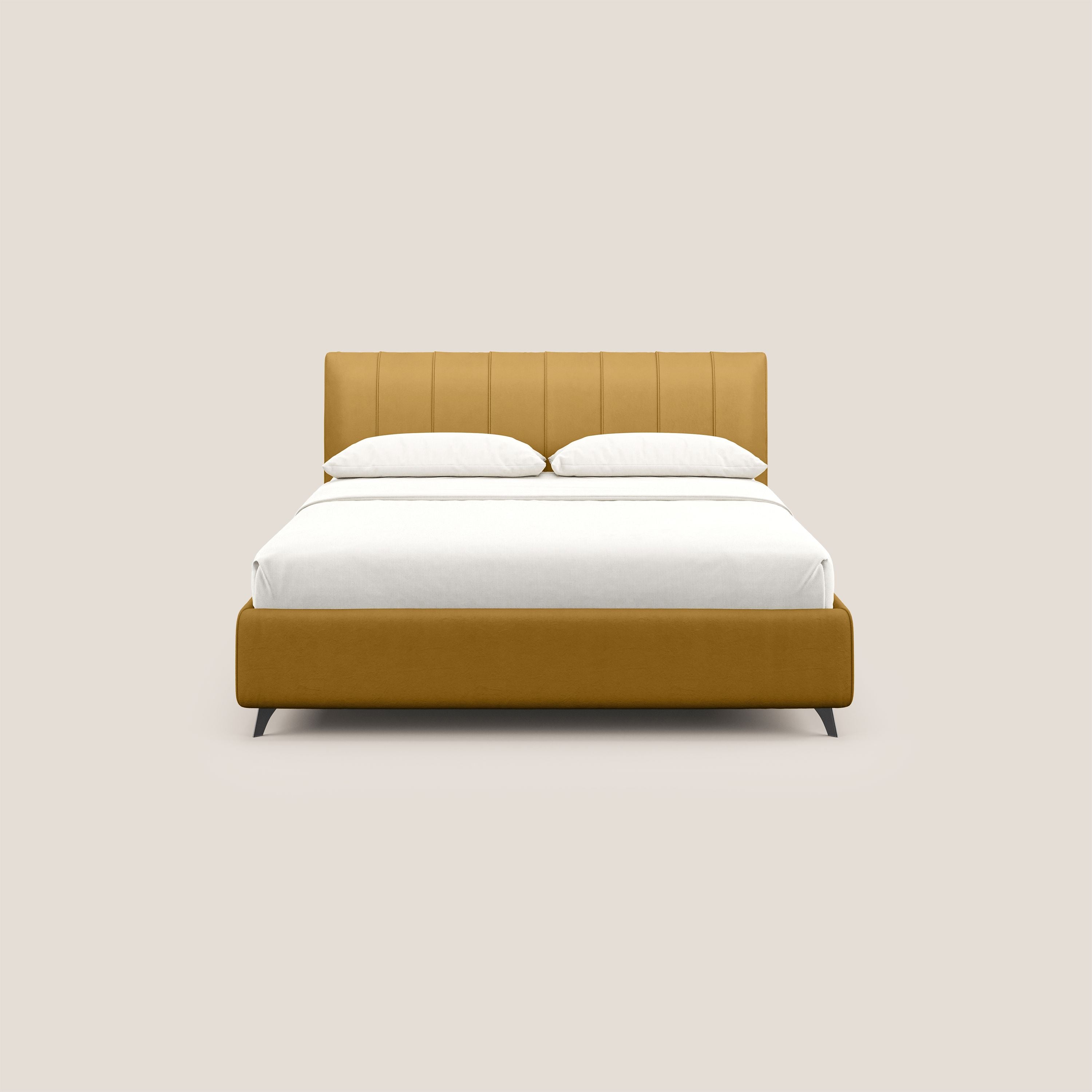 Bogart letto imbottito contenitore completamente sfoderabile in microfibra smacchiabile T11 giallo - divani.store