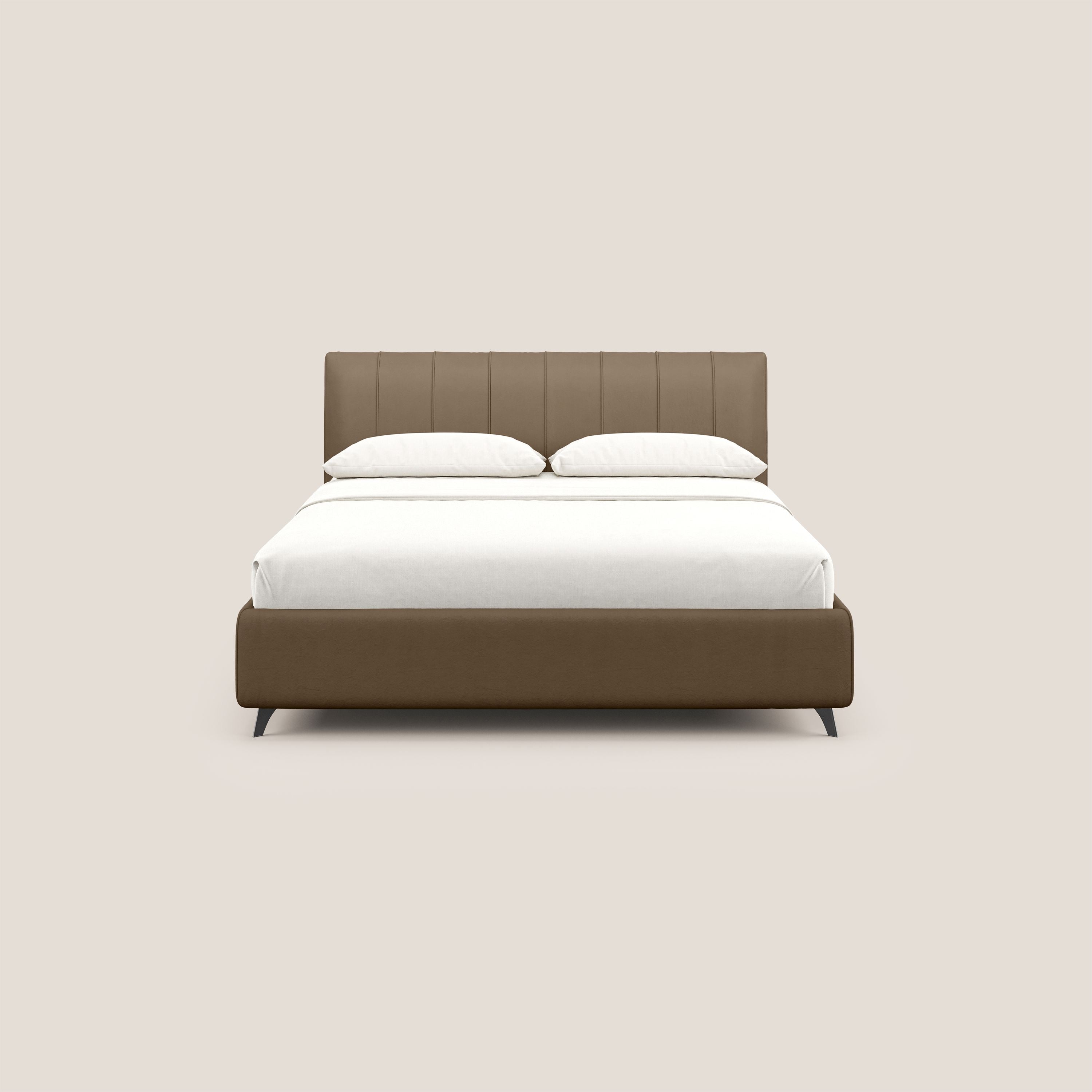 Bogart letto imbottito contenitore completamente sfoderabile in microfibra smacchiabile T11 marrone - divani.store