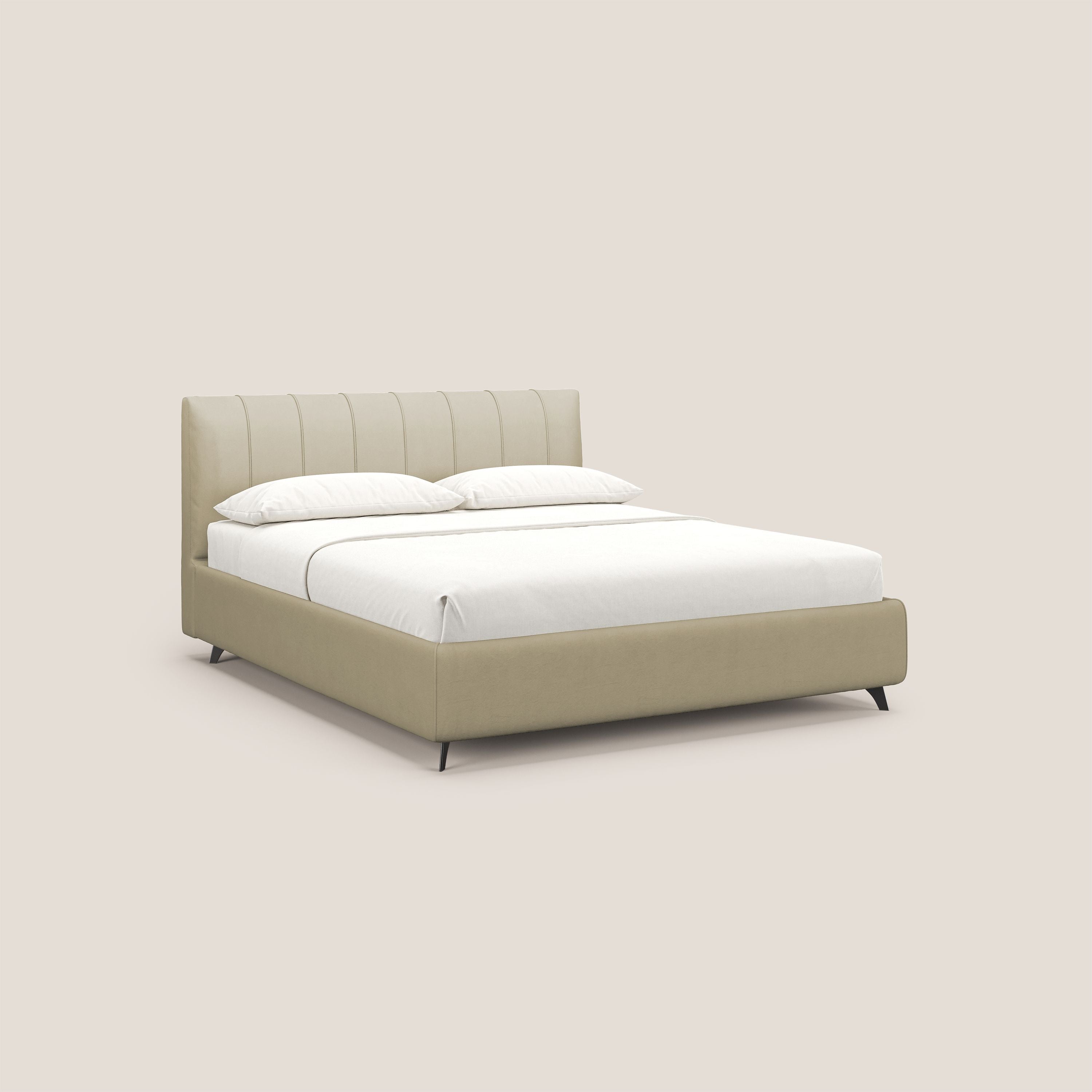 Bogart letto imbottito contenitore completamente sfoderabile in microfibra smacchiabile T11 panna - divani.store