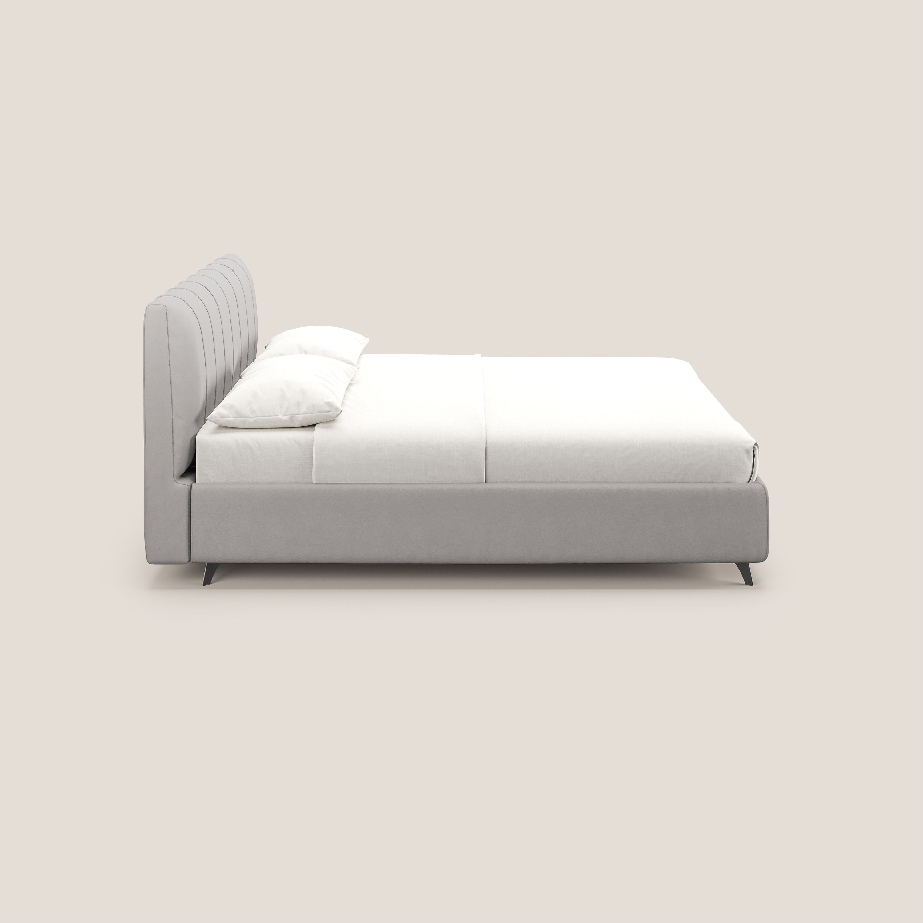 Bogart letto imbottito contenitore completamente sfoderabile in microfibra smacchiabile T11 grigio chiaro - divani.store