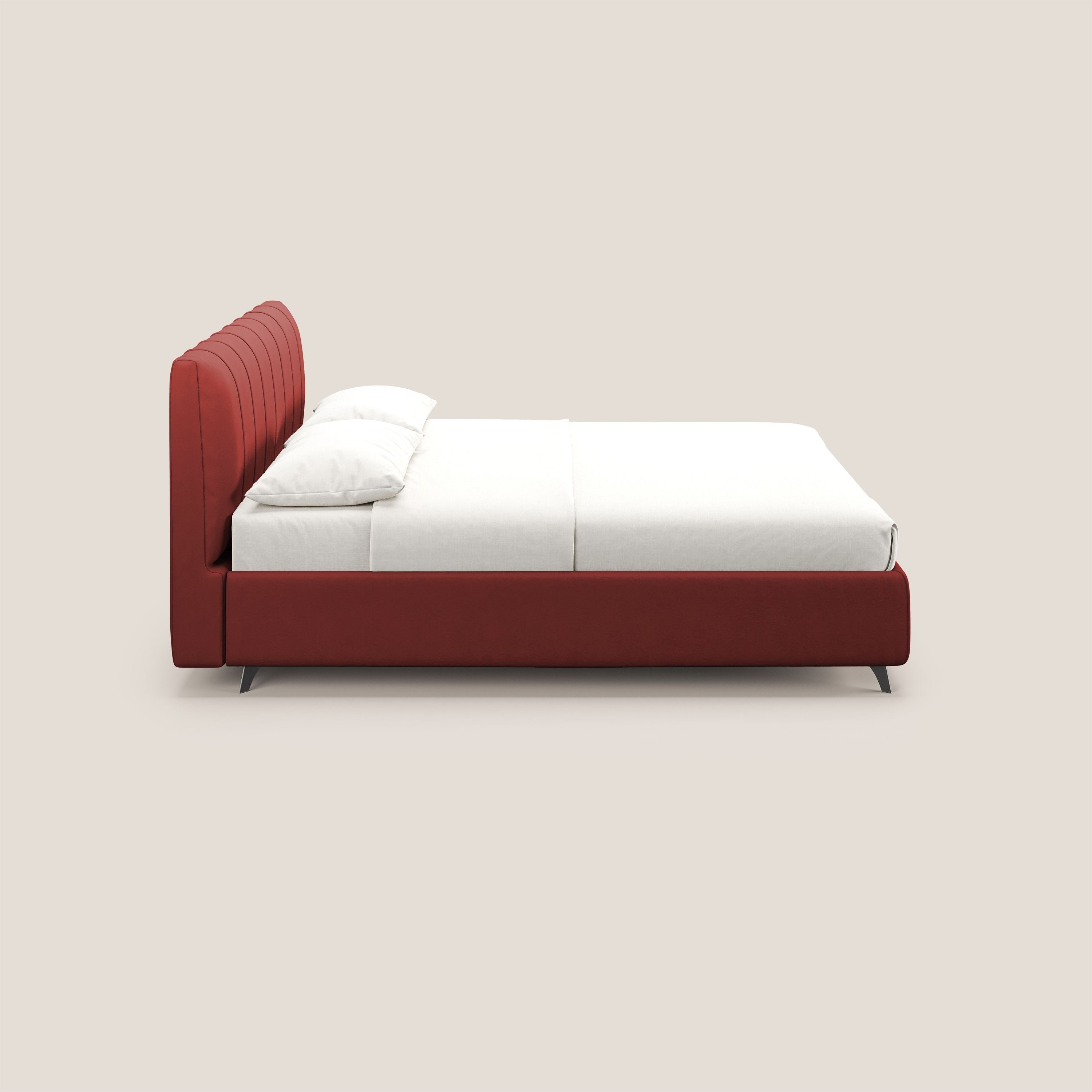 Bogart letto imbottito contenitore completamente sfoderabile in microfibra smacchiabile T11 rosso - divani.store