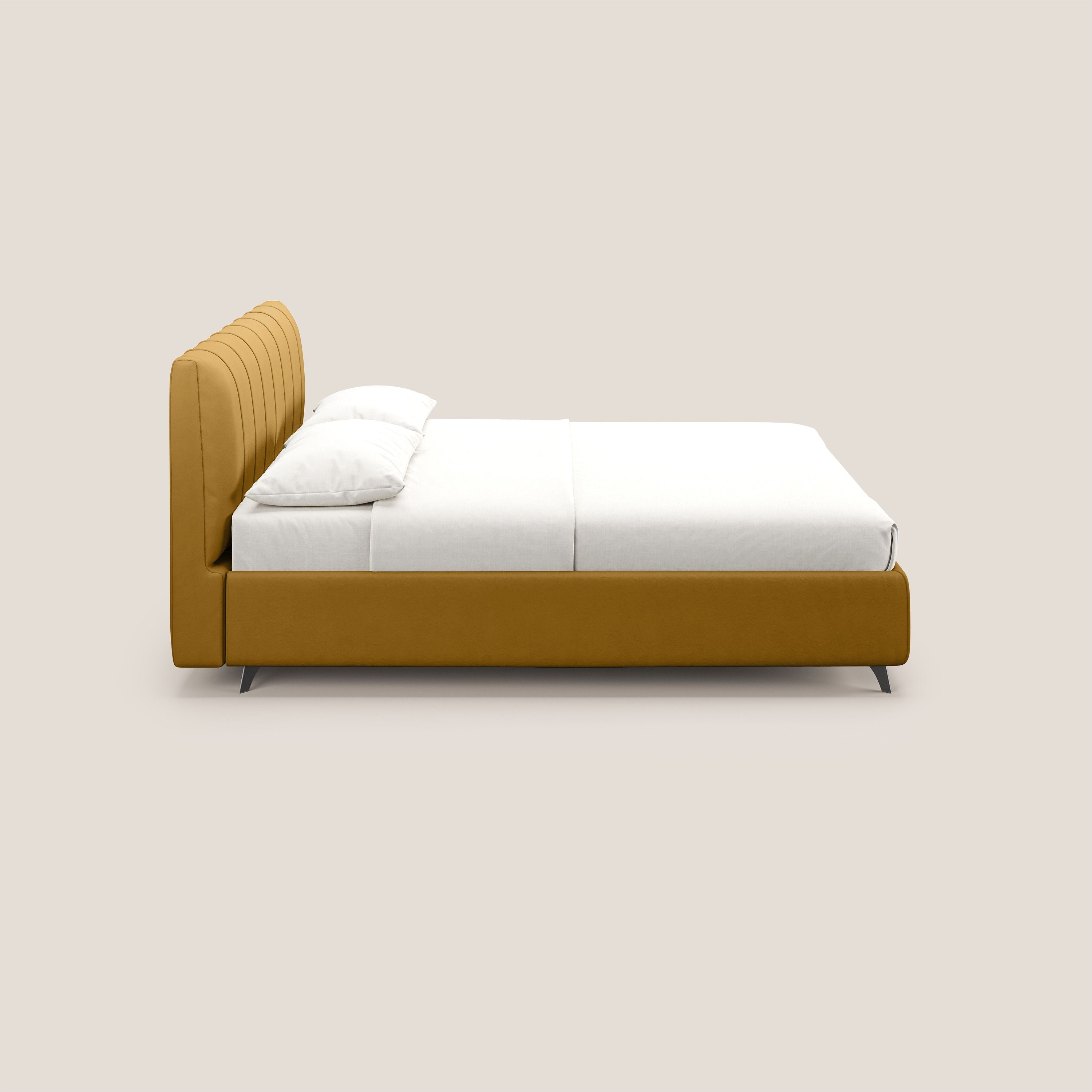 Bogart letto imbottito contenitore completamente sfoderabile in microfibra smacchiabile T11 giallo - divani.store