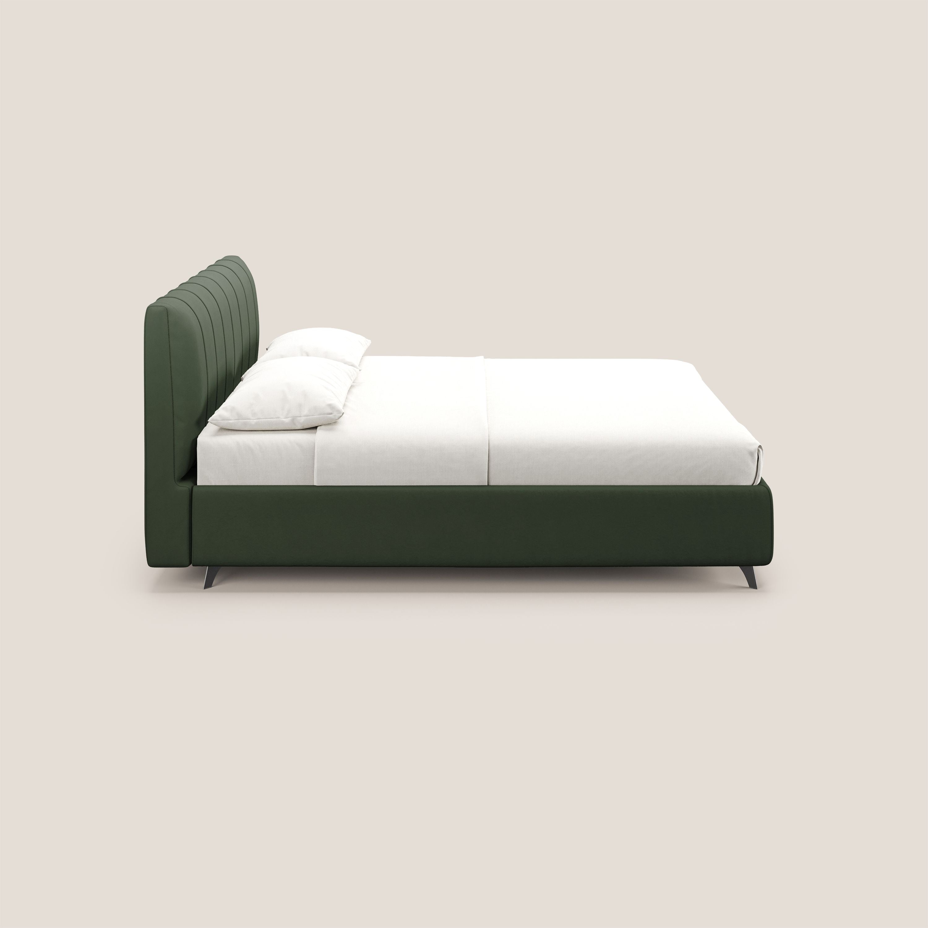 Bogart letto imbottito contenitore completamente sfoderabile in microfibra smacchiabile T11 verde - divani.store