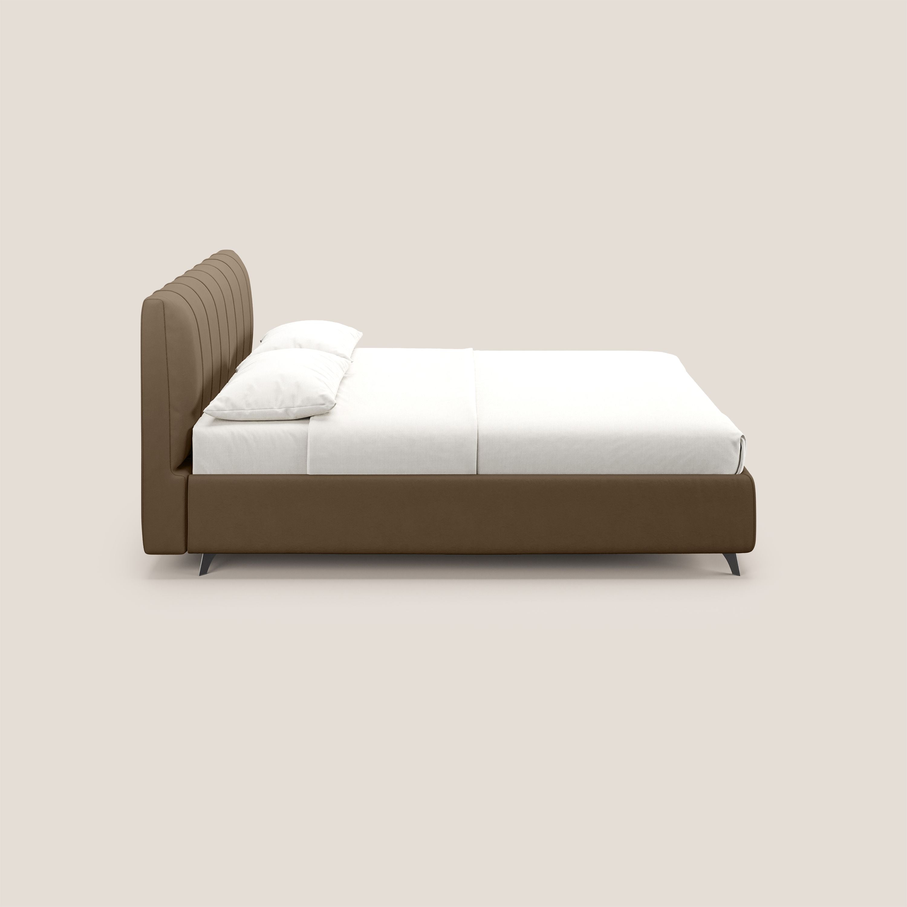 Bogart letto imbottito contenitore completamente sfoderabile in microfibra smacchiabile T11 marrone - divani.store