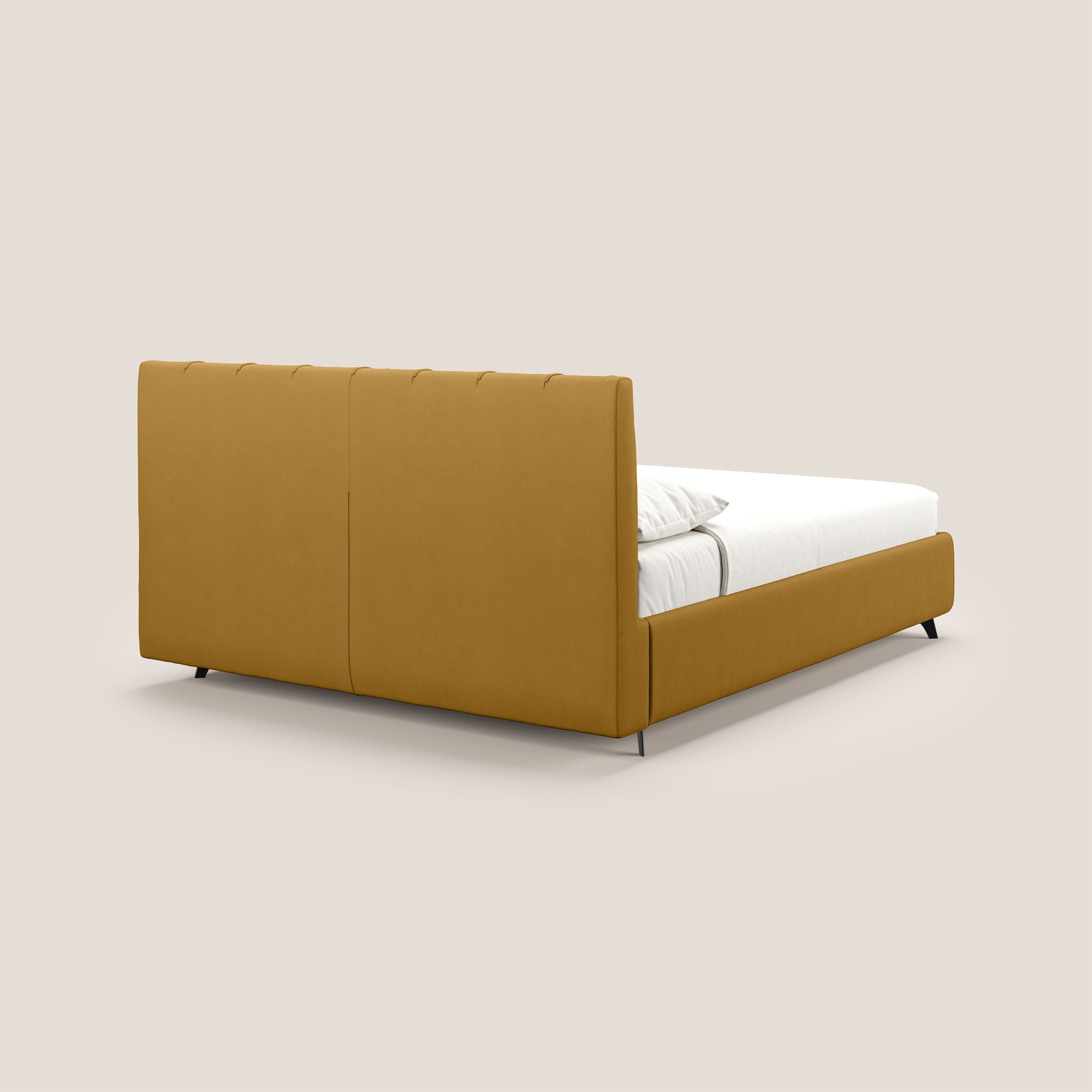 Bogart letto imbottito contenitore completamente sfoderabile in microfibra smacchiabile T11 giallo - divani.store