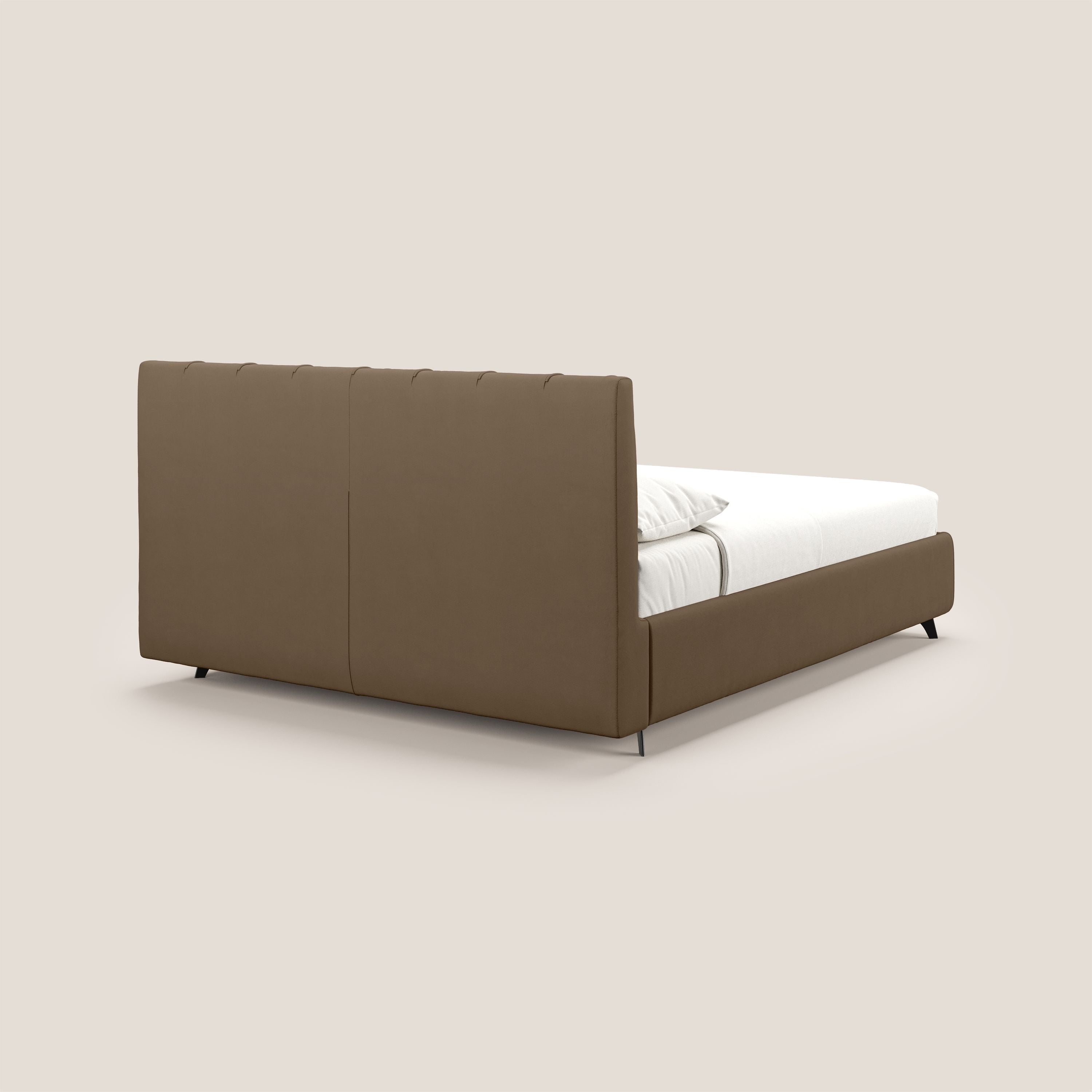 Bogart letto imbottito contenitore completamente sfoderabile in microfibra smacchiabile T11 marrone - divani.store