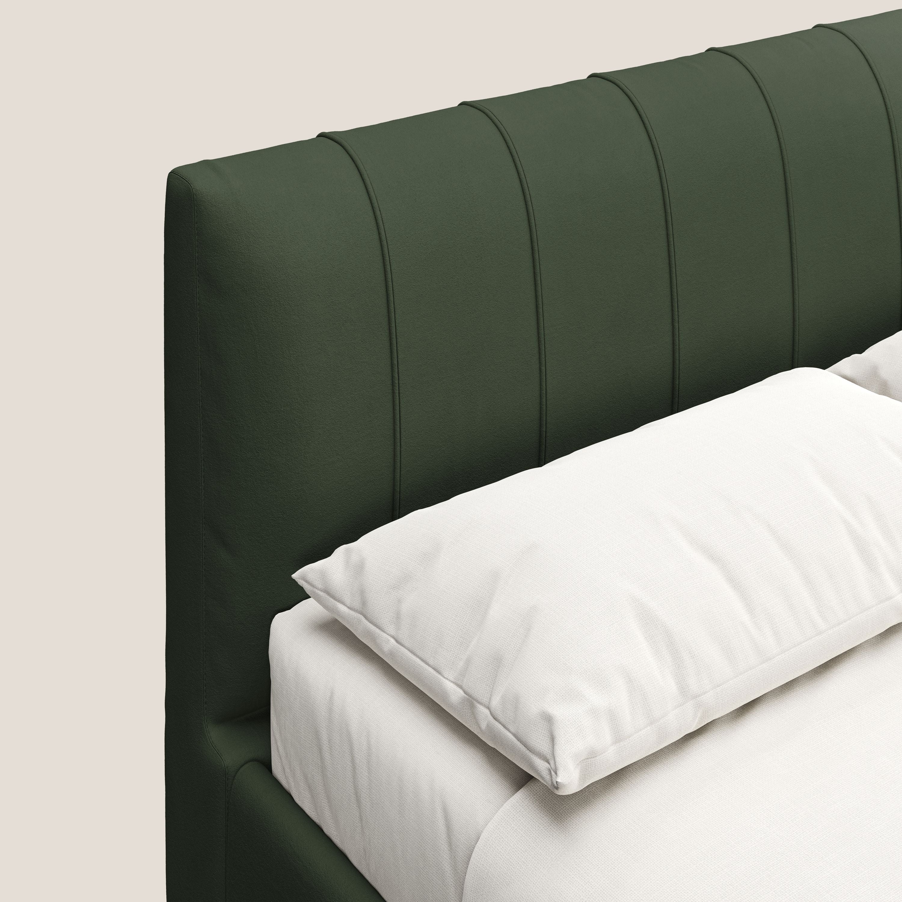 Bogart letto imbottito contenitore completamente sfoderabile in microfibra smacchiabile T11 verde - divani.store