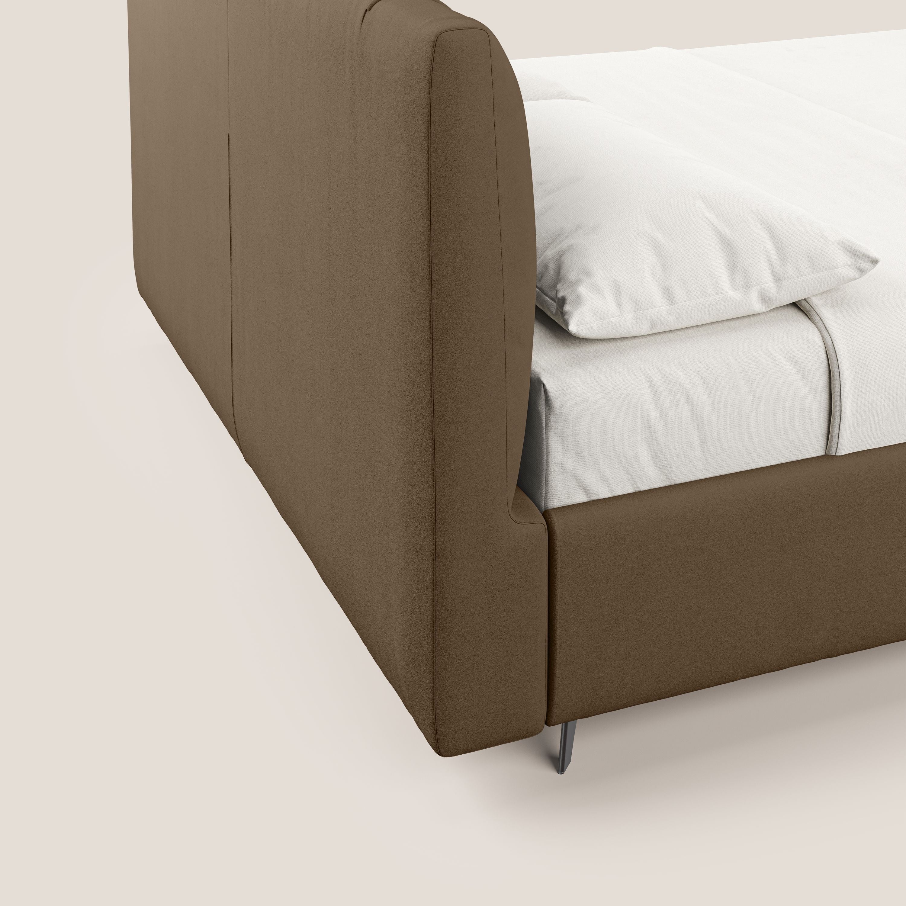 Bogart letto imbottito contenitore completamente sfoderabile in microfibra smacchiabile T11 marrone - divani.store