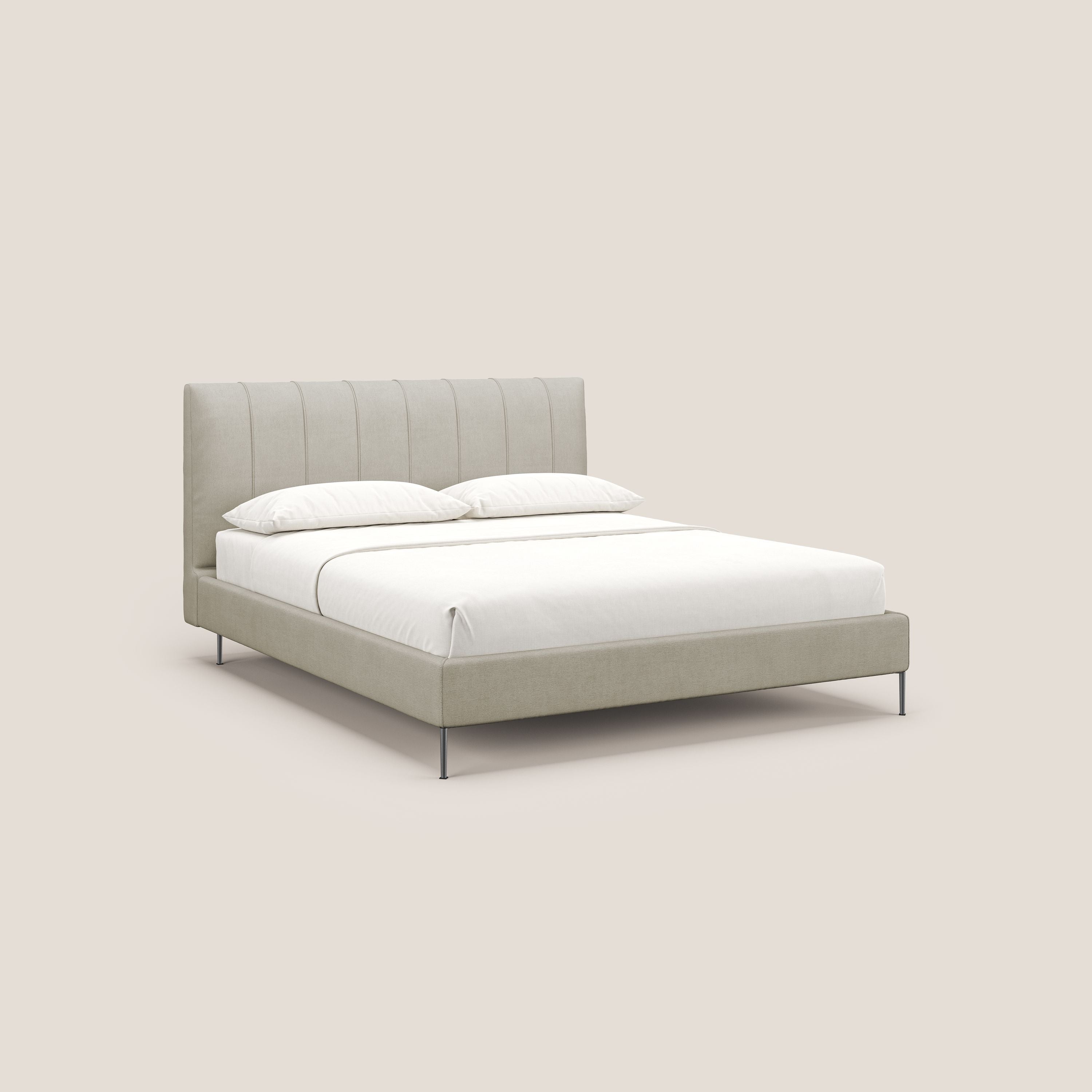 Calliope letto imbottito piedini alti completamente sfoderabile in tessuto smacchiabile T17 panna - divani.store