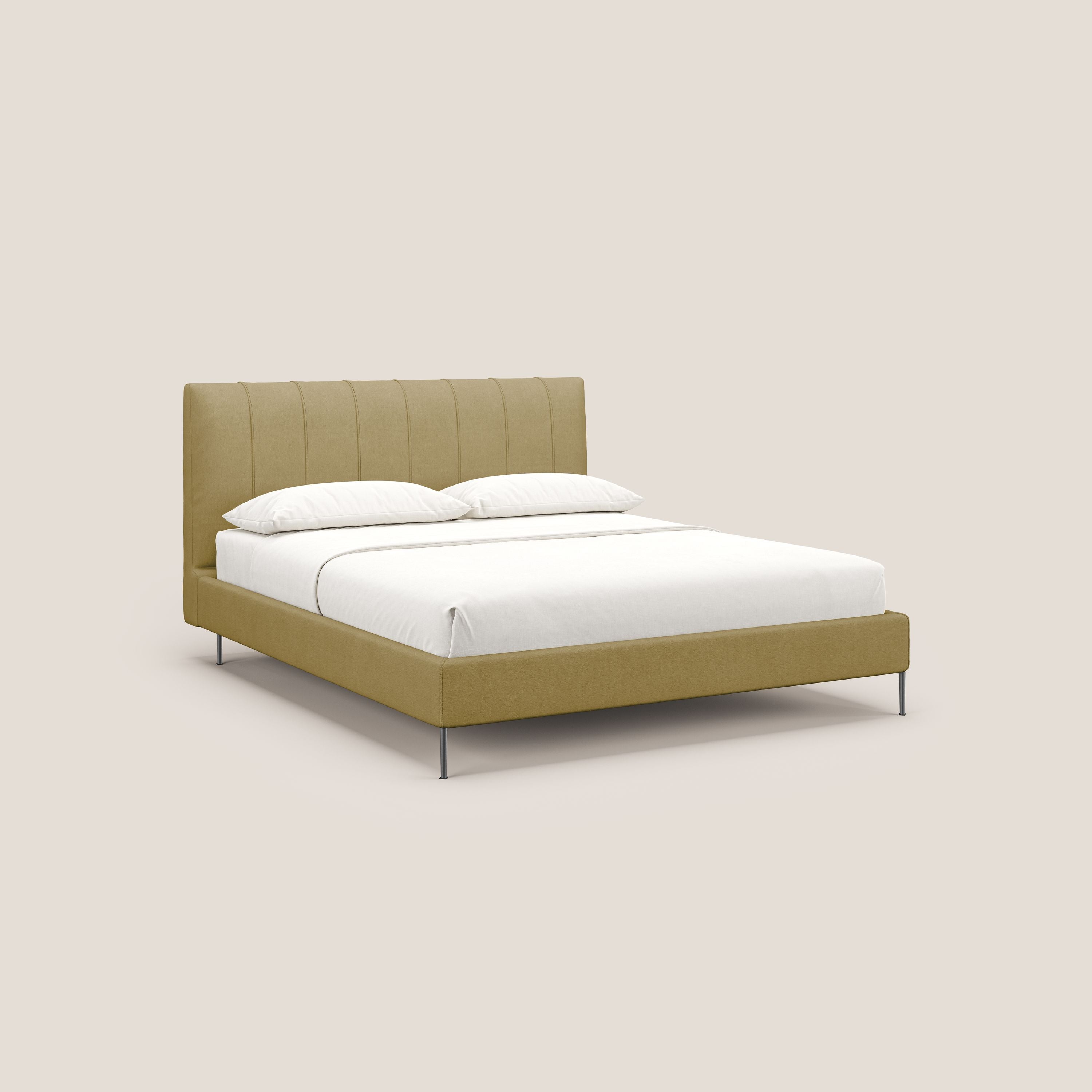Calliope letto imbottito piedini alti completamente sfoderabile in tessuto smacchiabile T17 giallo - divani.store
