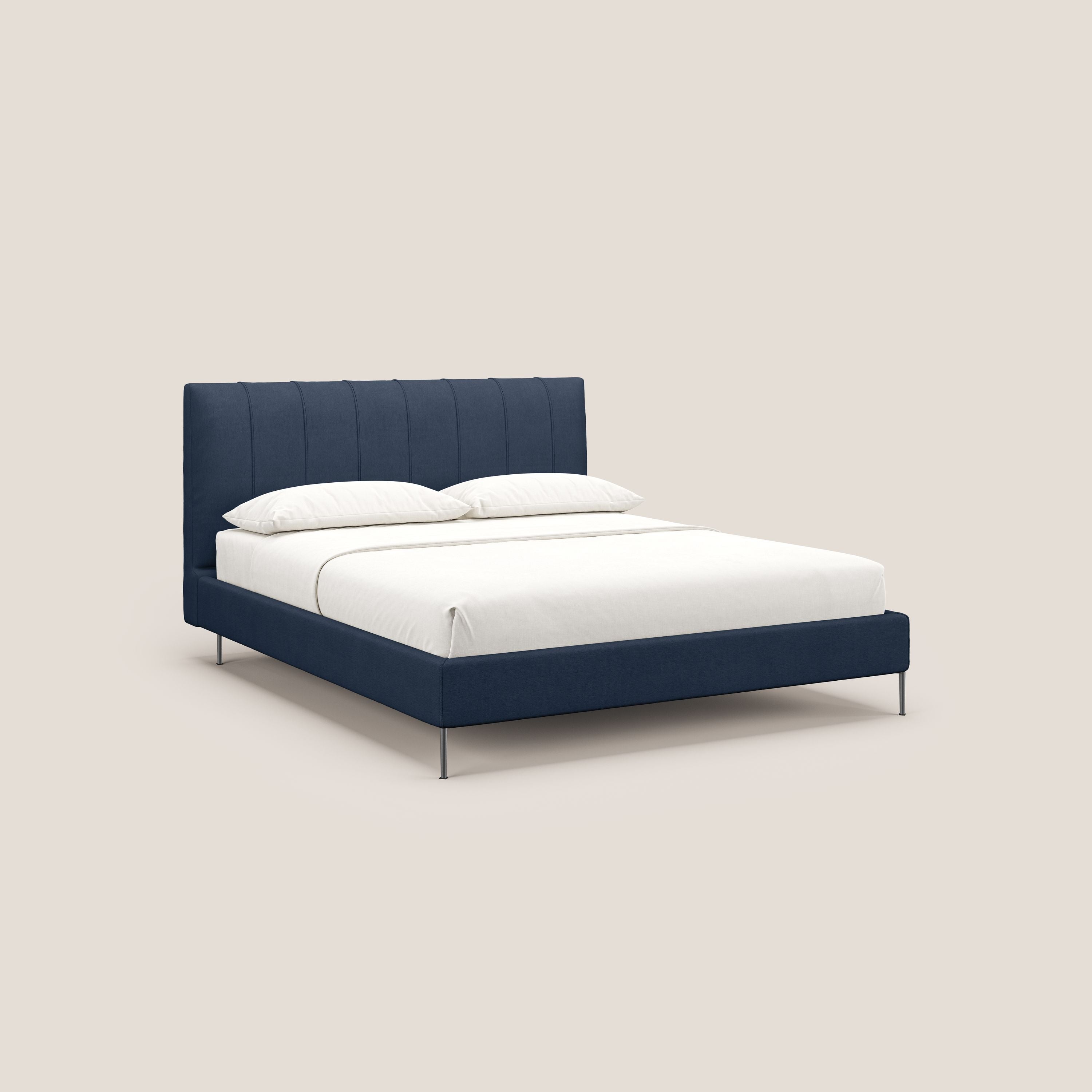 Calliope letto imbottito piedini alti completamente sfoderabile in tessuto smacchiabile T17 blu - divani.store