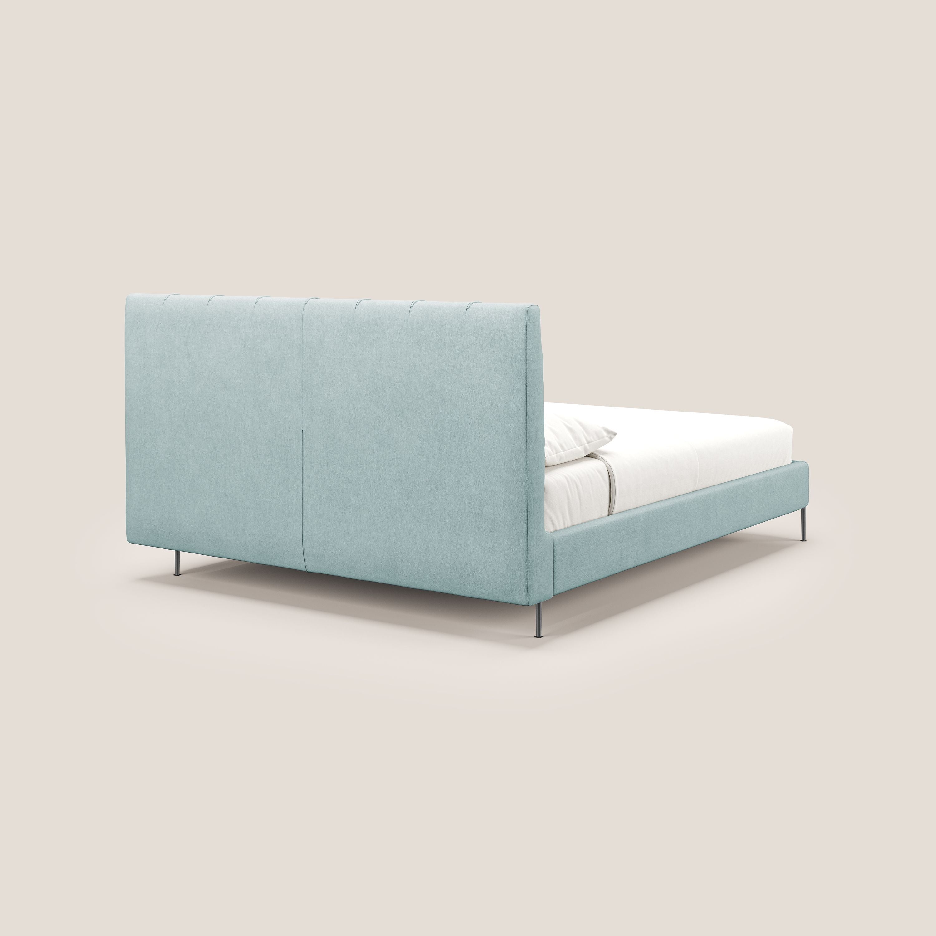 Calliope letto imbottito piedini alti completamente sfoderabile in tessuto smacchiabile T17 verde acqua - divani.store