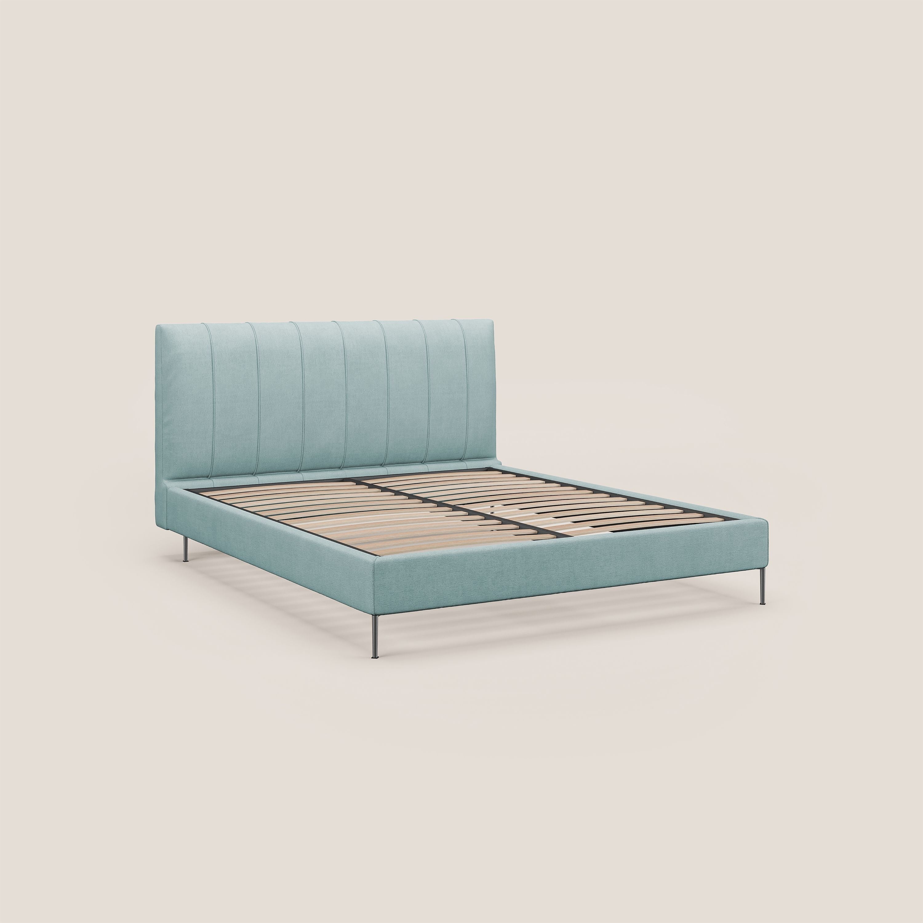 Calliope letto imbottito piedini alti completamente sfoderabile in tessuto smacchiabile T17 verde acqua - divani.store
