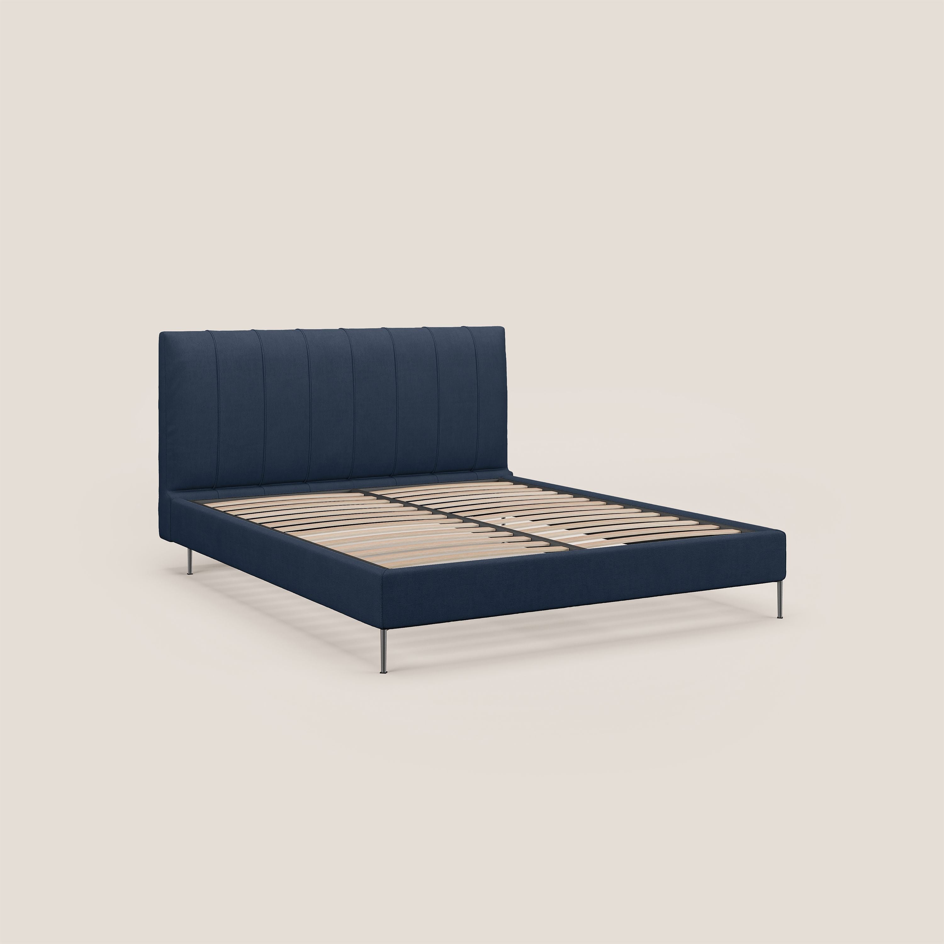 Calliope letto imbottito piedini alti completamente sfoderabile in tessuto smacchiabile T17 blu - divani.store
