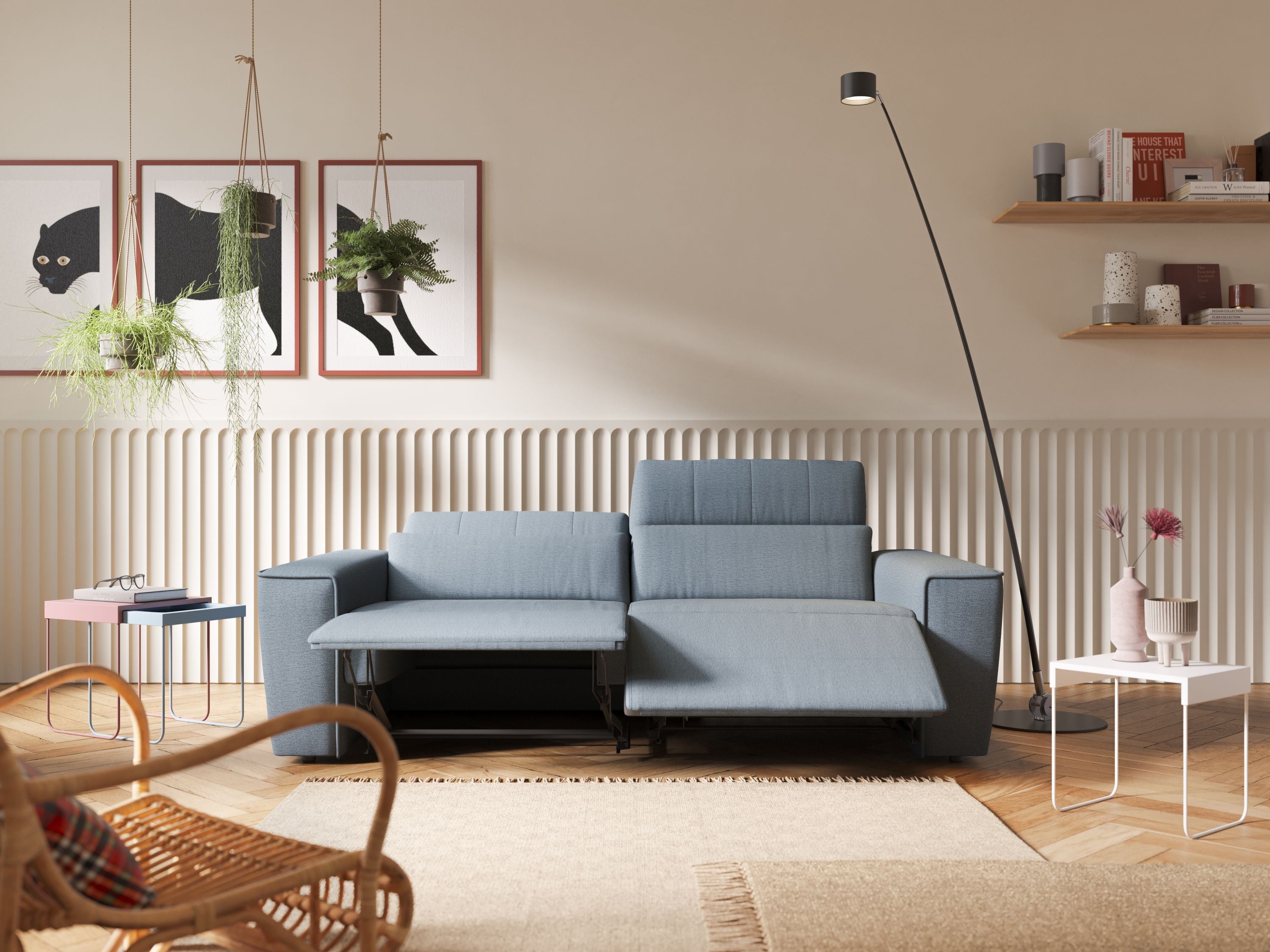 Clark Divano modulare con opzione relax elettrico in tessuto smacchiabile impermeabile T17 - divani.store