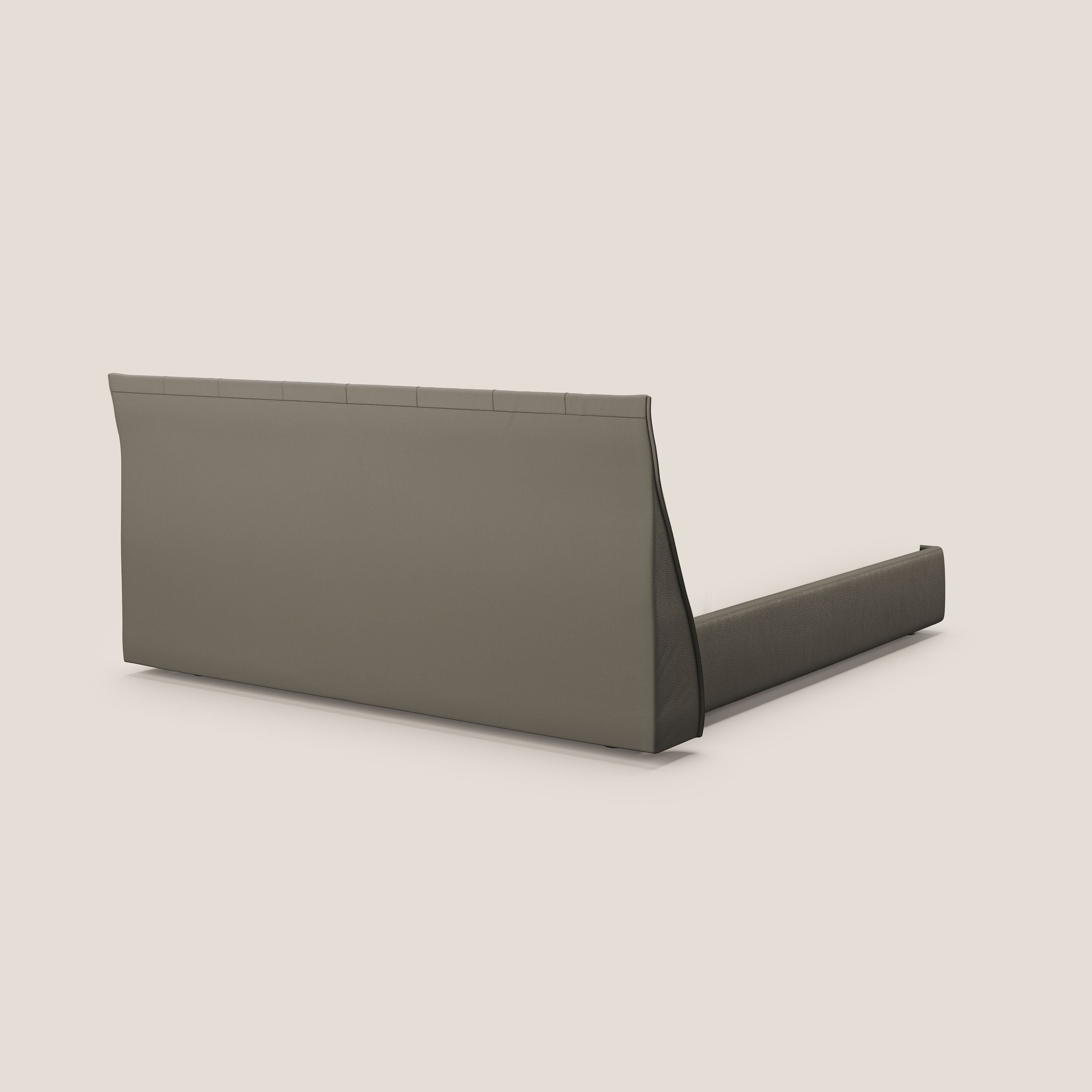 Clizia letto imbottito di design con vano contenitore in ecopelle impermeabile T04 talpa - divani.store