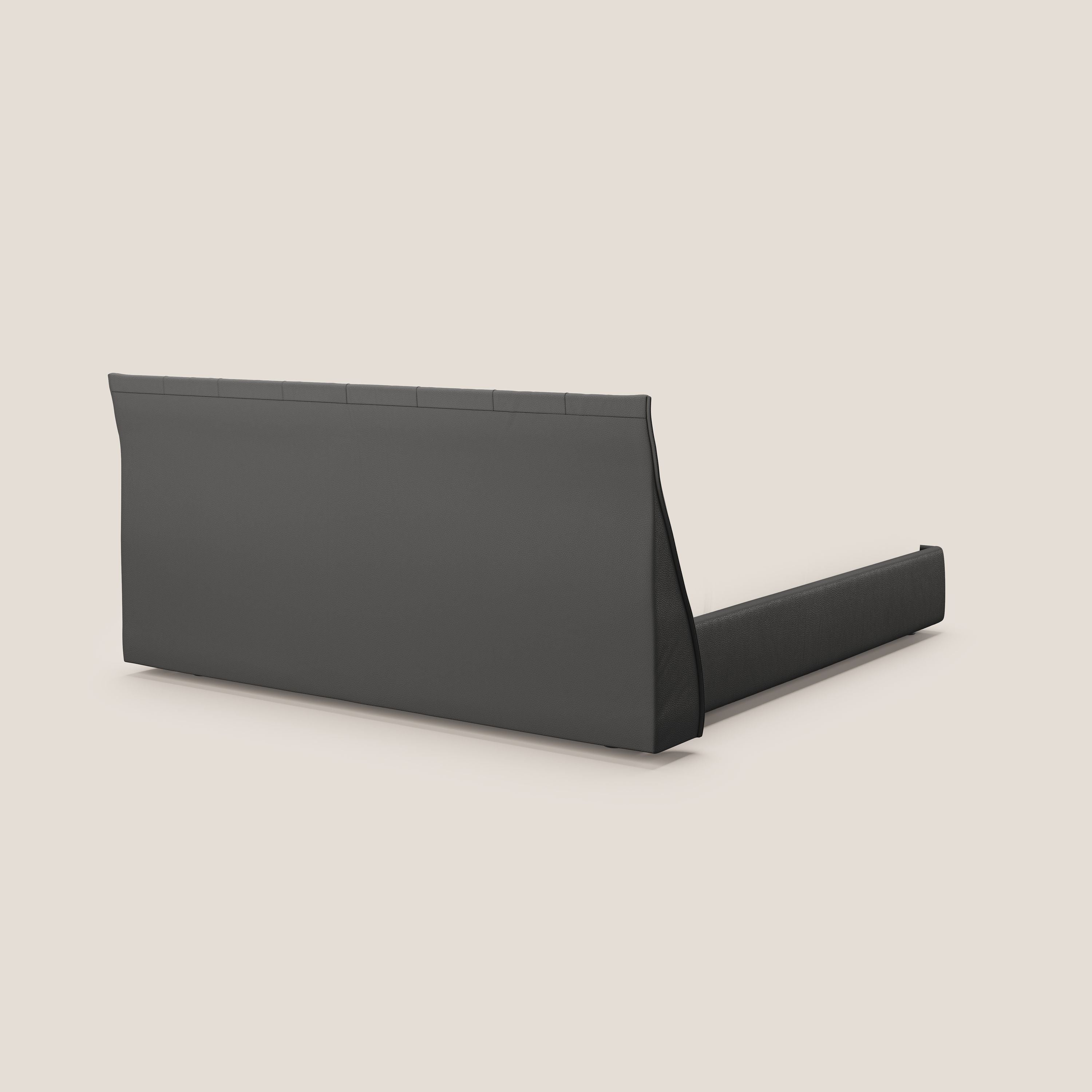 Clizia letto imbottito di design con vano contenitore in ecopelle impermeabile T04 antracite - divani.store