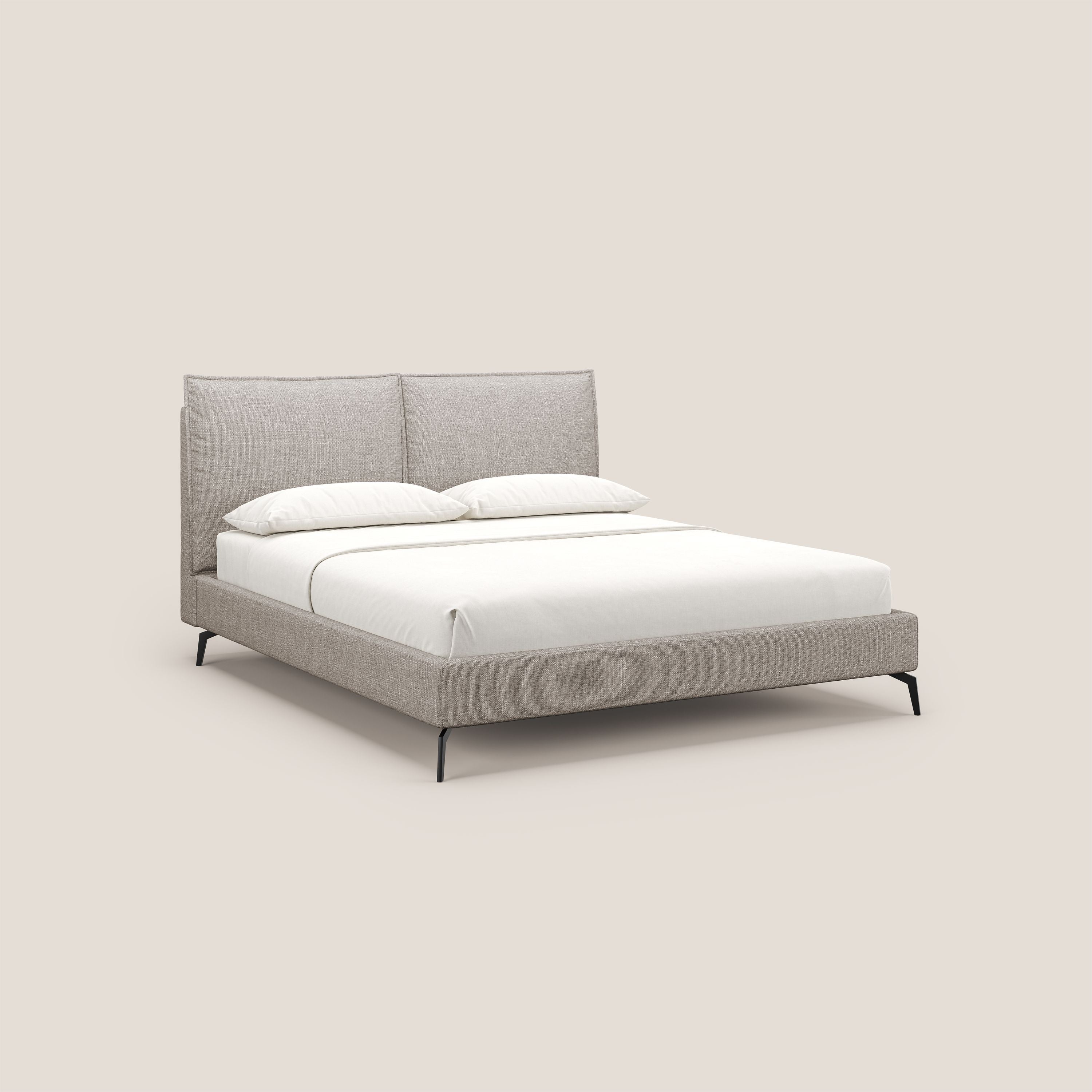 Cloe letto imbottito con piedi in metallo sfoderabile in tessuto fiammato impermeabile T06 tortora - divani.store