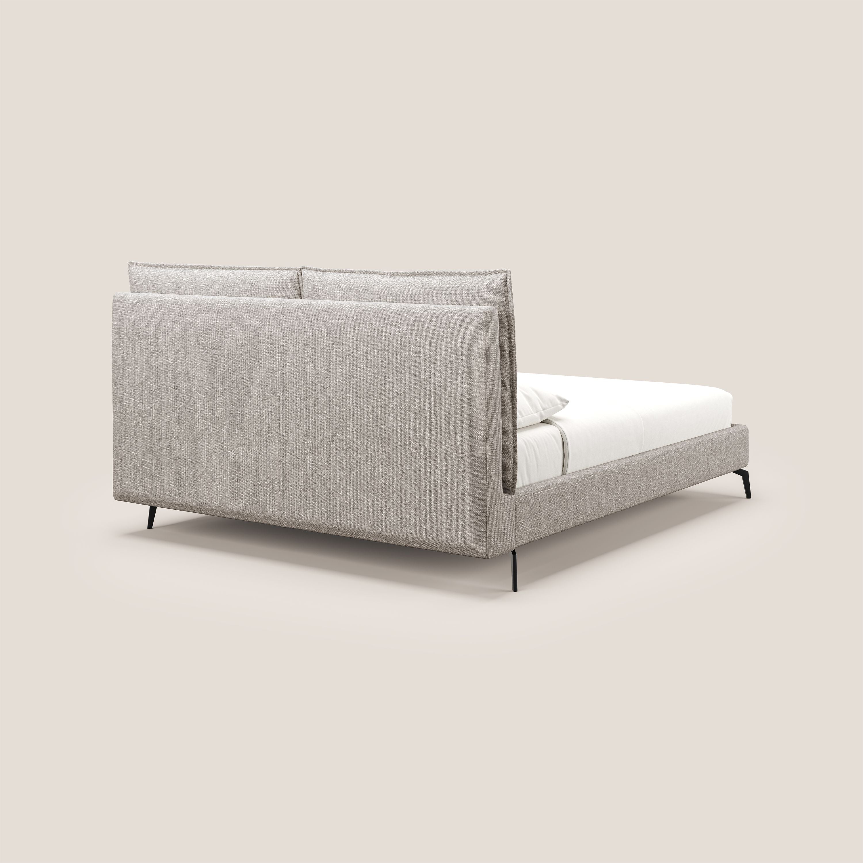 Cloe letto imbottito con piedi in metallo sfoderabile in tessuto fiammato impermeabile T06 tortora - divani.store