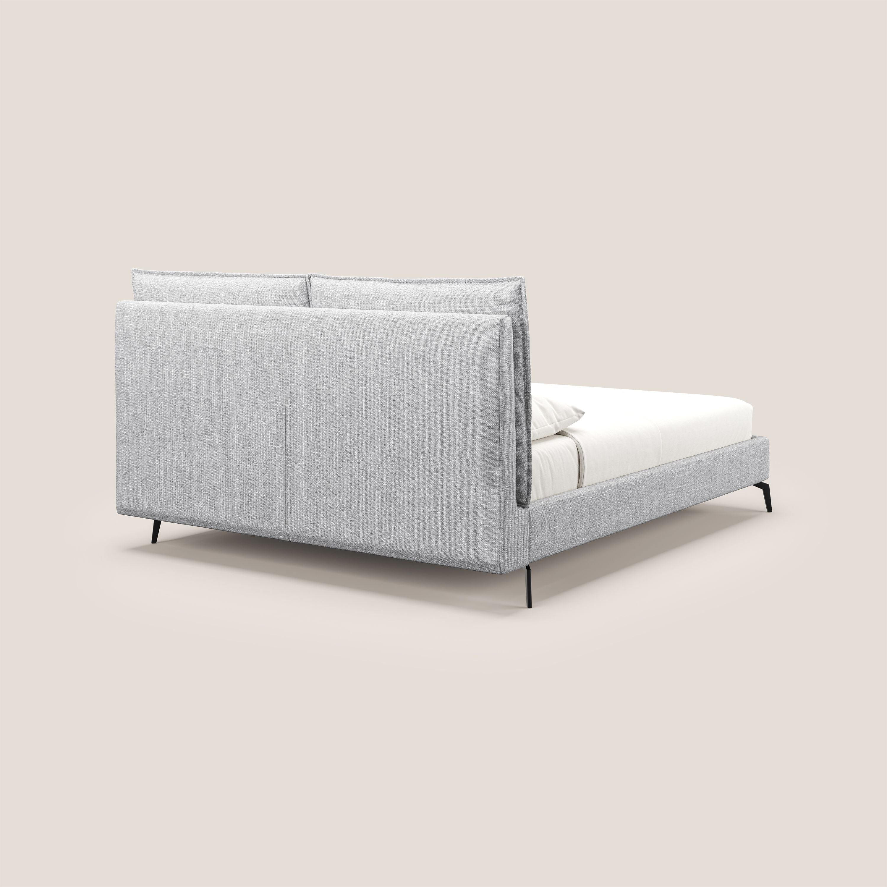 Cloe letto imbottito con piedi in metallo sfoderabile in tessuto fiammato impermeabile T06 grigio - divani.store