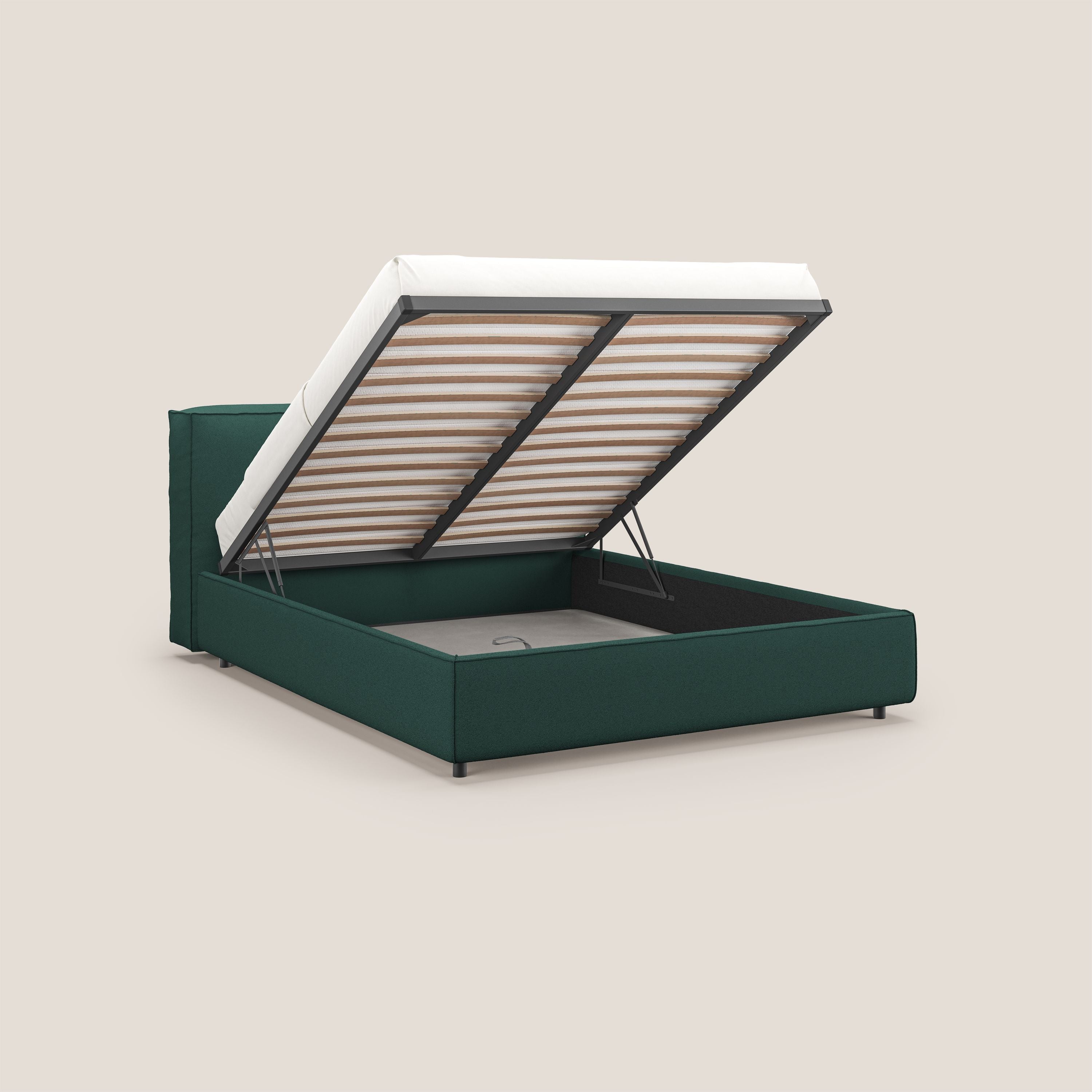 Cocoon letto imbottito contenitore sfoderabile in bouclet impermeabile T07 verde - divani.store