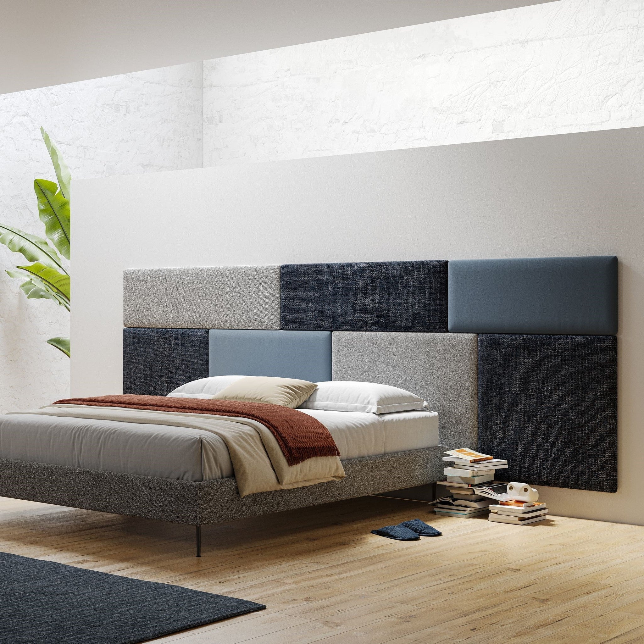Tête de lit en panneau mural moyen de différentes dimensions en tissu doux détachable T10