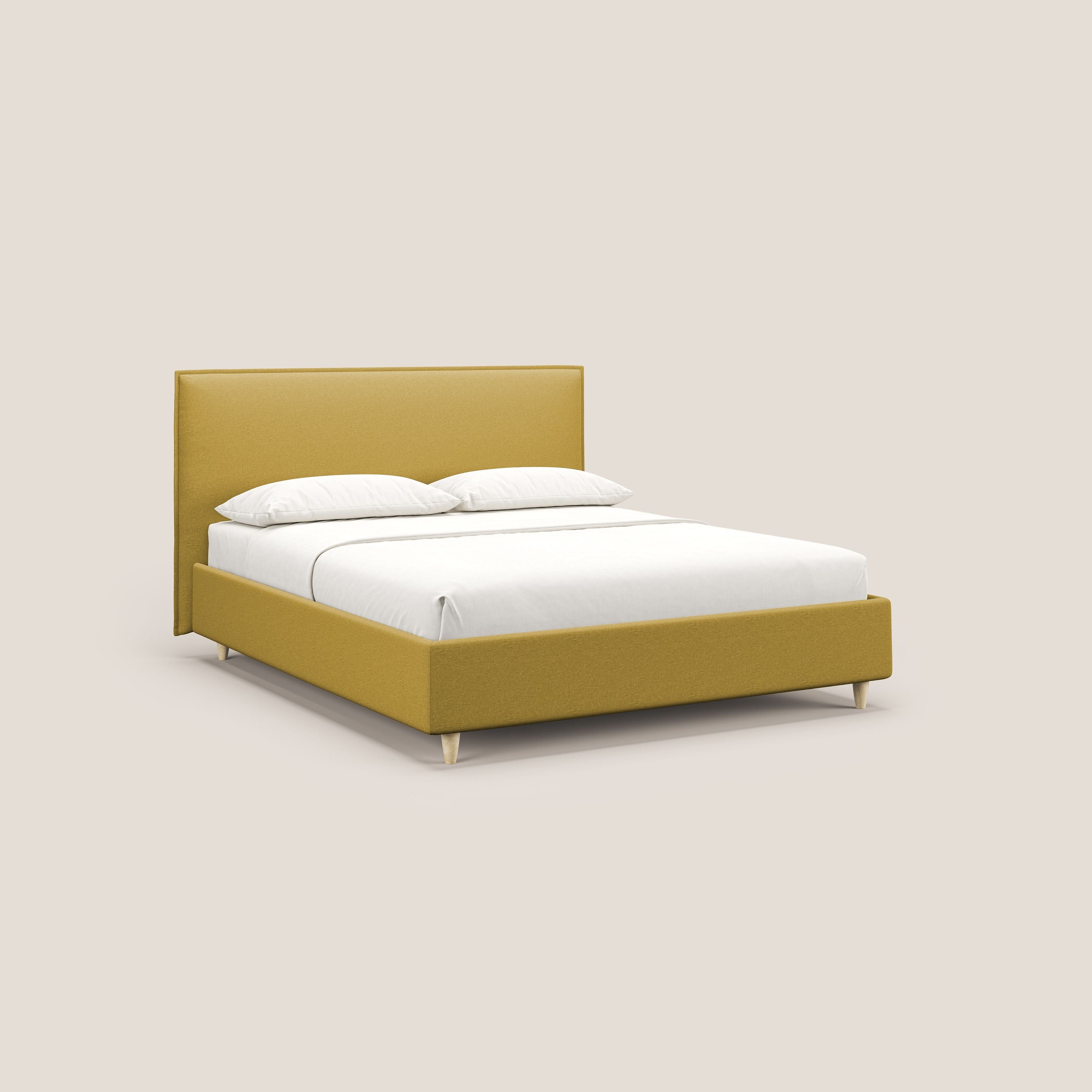 Costanza letto contenitore e sfoderabile in tessuto misto cotone impermeabile T13 giallo - divani.store