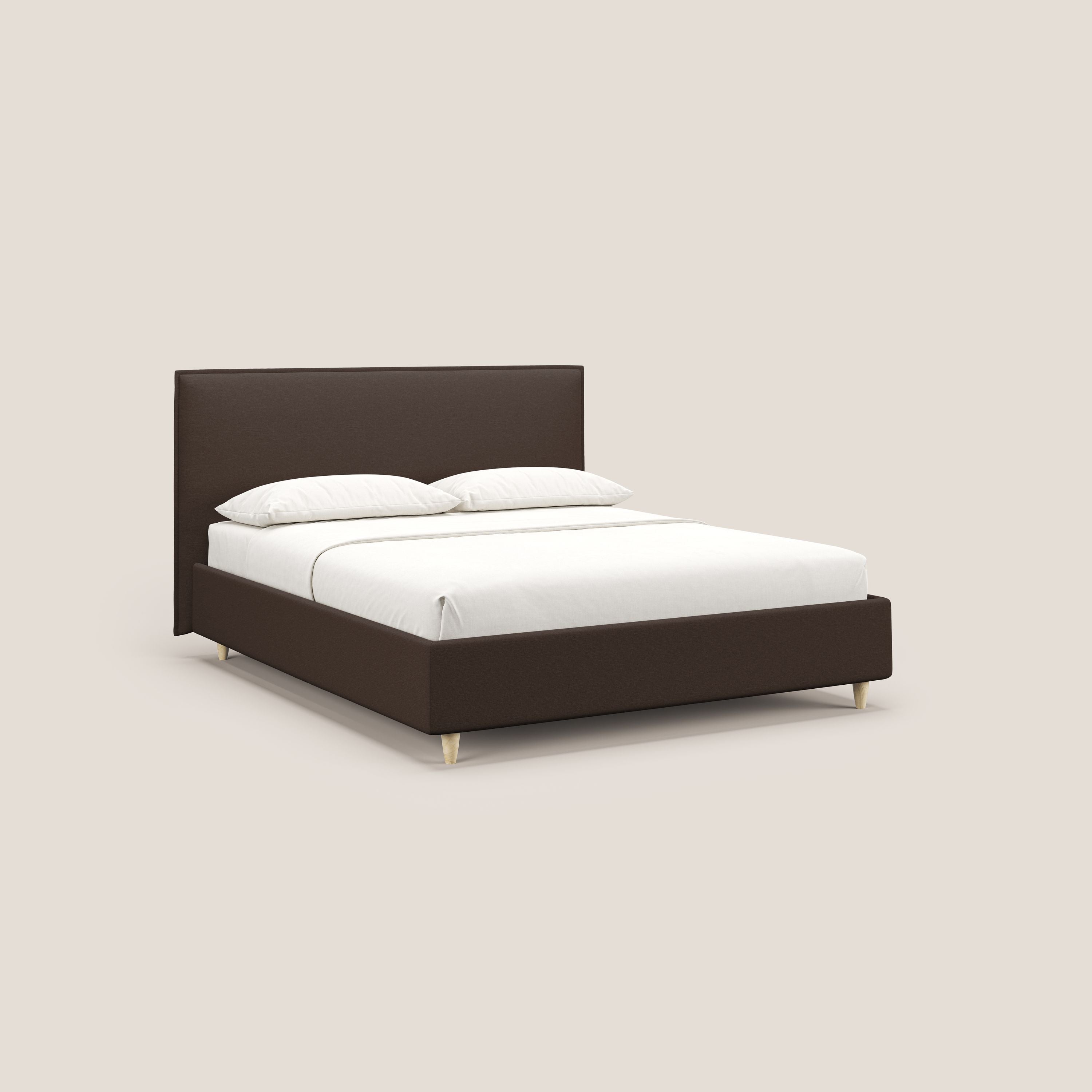 Costanza letto contenitore e sfoderabile in tessuto misto cotone impermeabile T13 marrone - divani.store