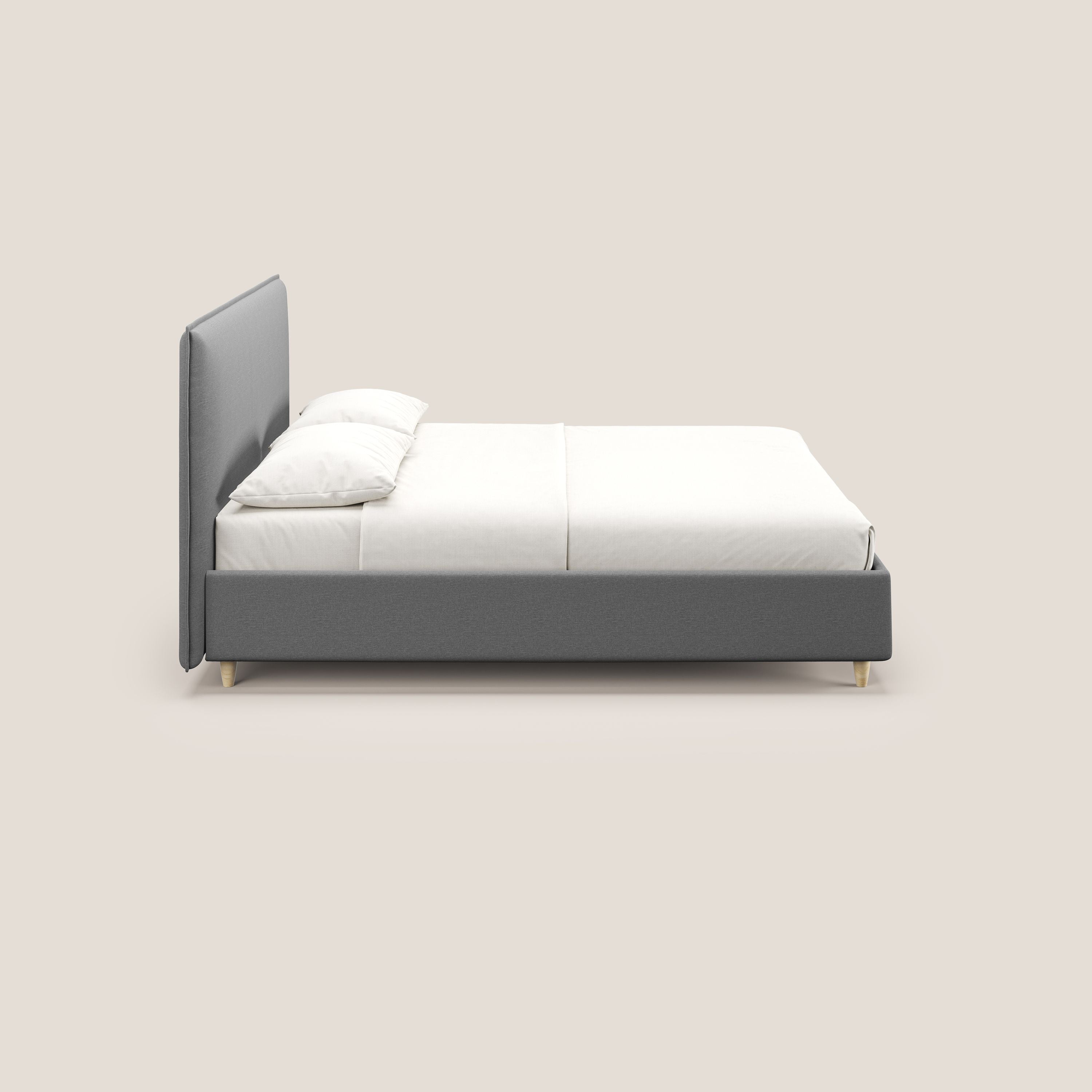 Costanza letto contenitore e sfoderabile in tessuto misto cotone impermeabile T13 grigio - divani.store