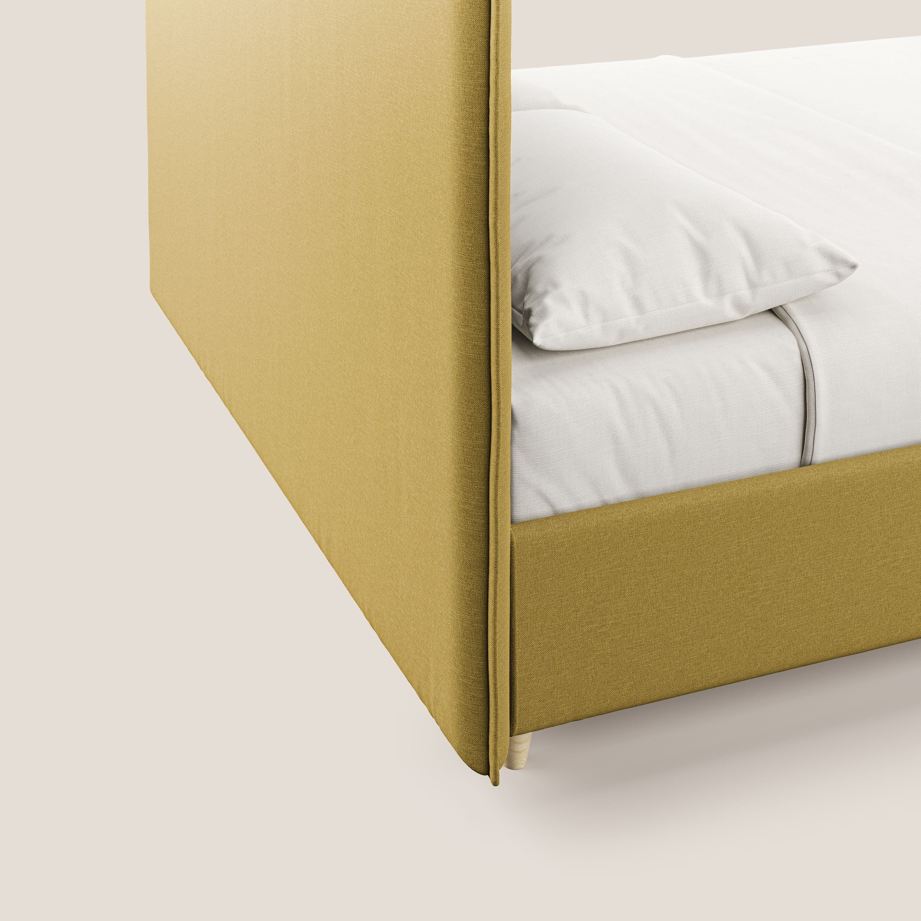 Costanza letto contenitore e sfoderabile in tessuto misto cotone impermeabile T13 giallo - divani.store