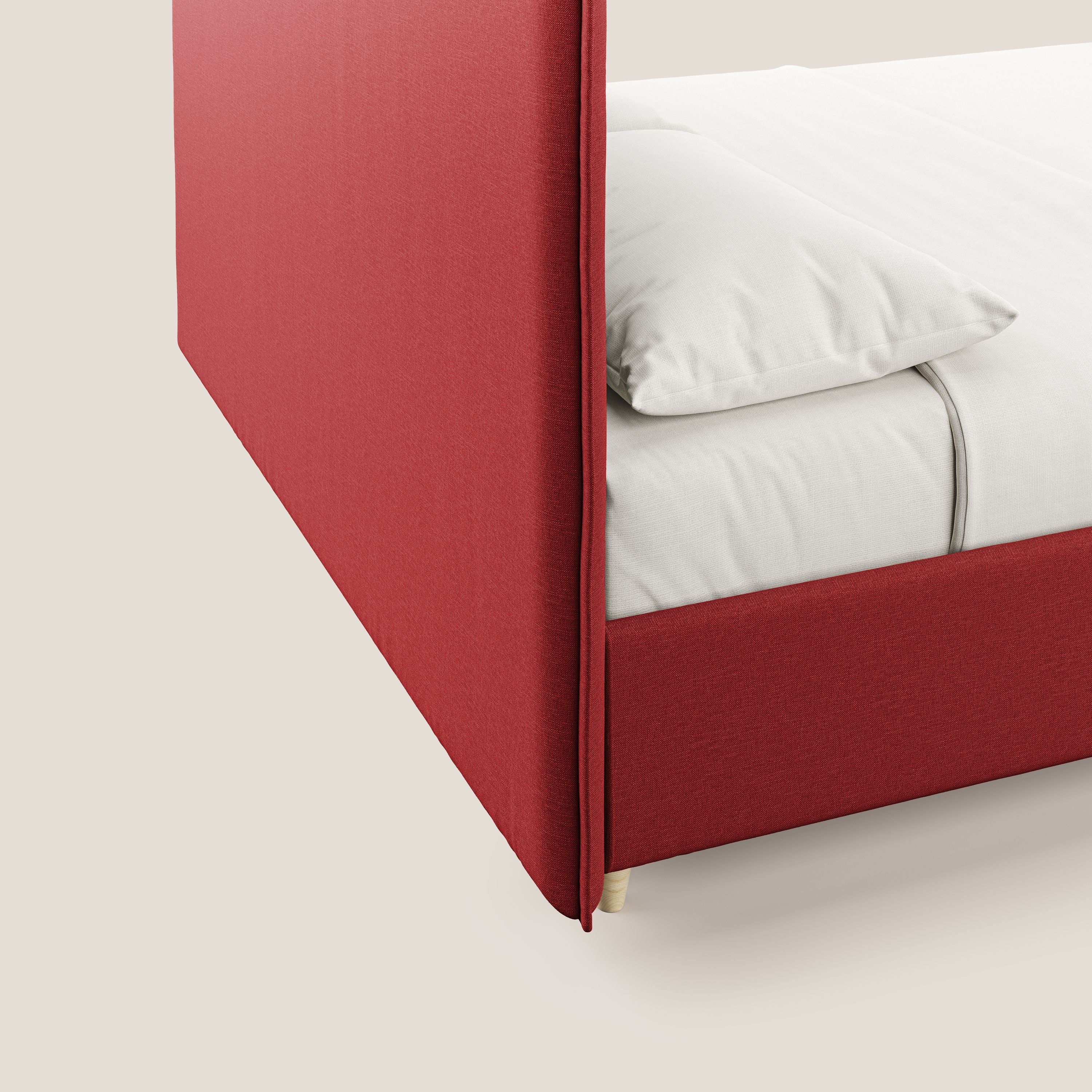 Costanza letto contenitore e sfoderabile in tessuto misto cotone impermeabile T13 rosso - divani.store