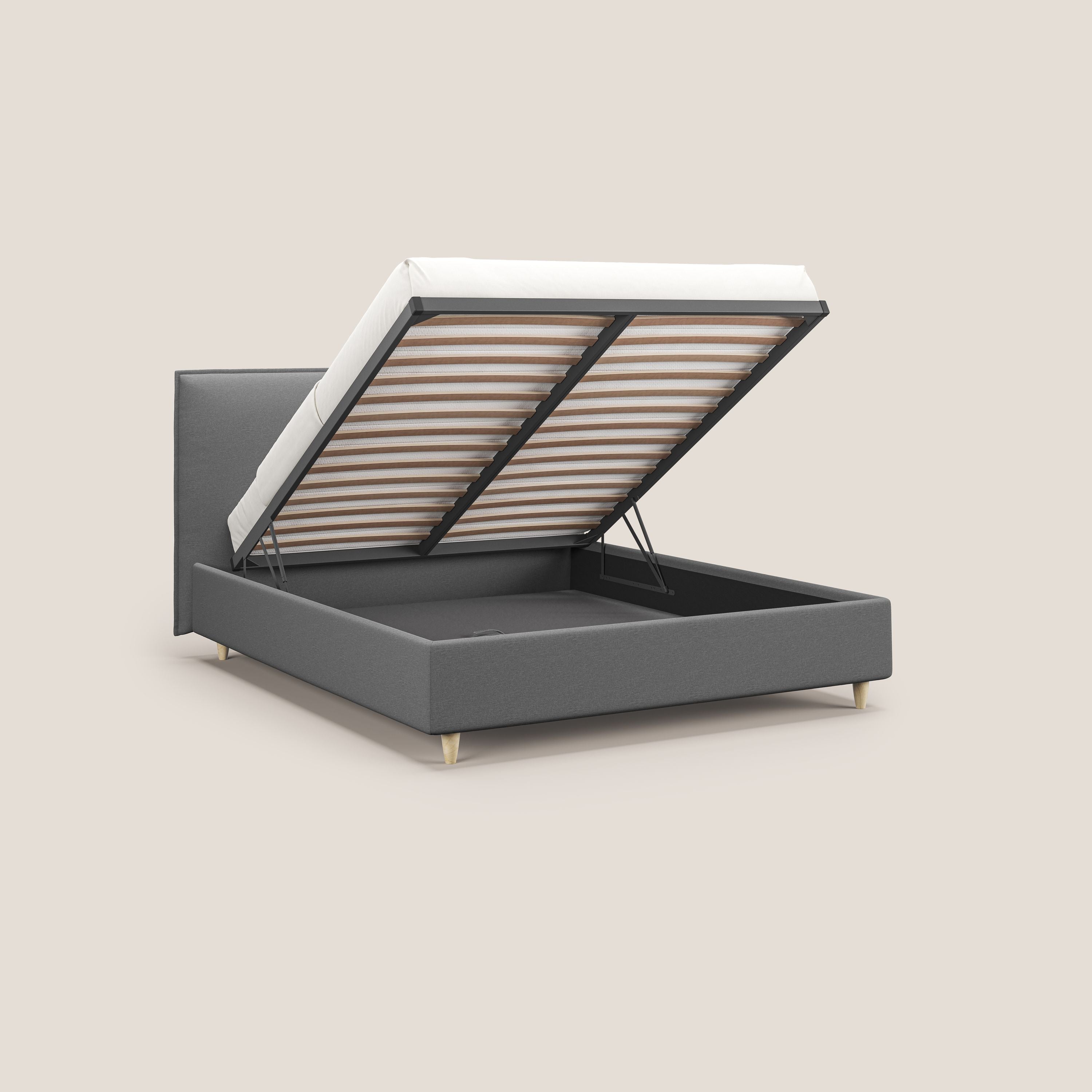 Costanza letto contenitore e sfoderabile in tessuto misto cotone impermeabile T13 grigio - divani.store
