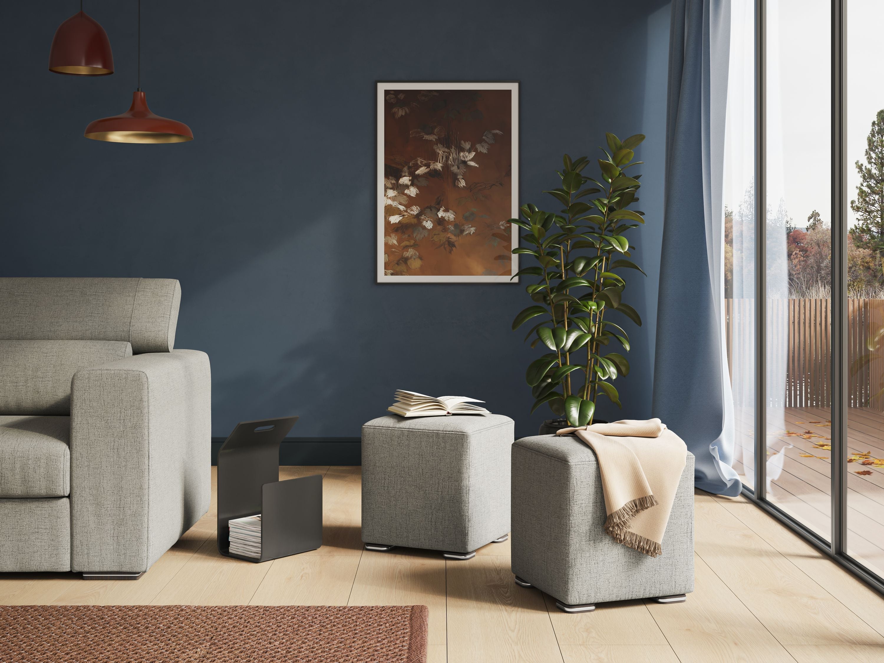 Cube pouf in tessuto morbido impermeabile T03 grigio - divani.store