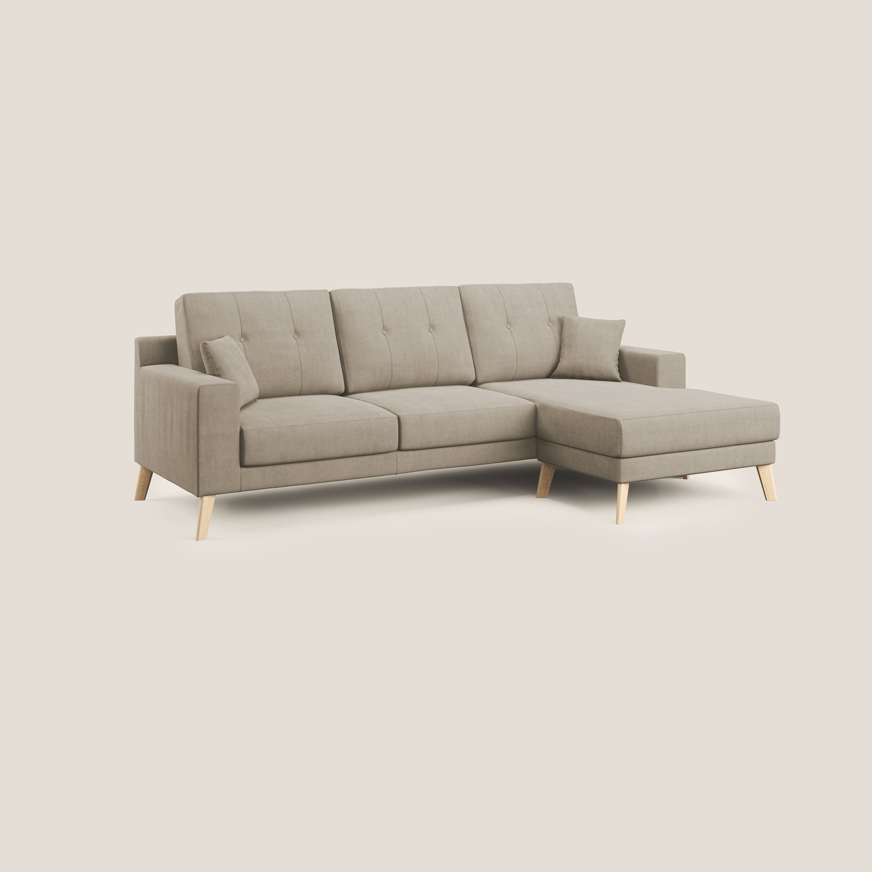 Danish divano angolare REVERSIBILE in tessuto morbido impermeabile T02 beige - divani.store