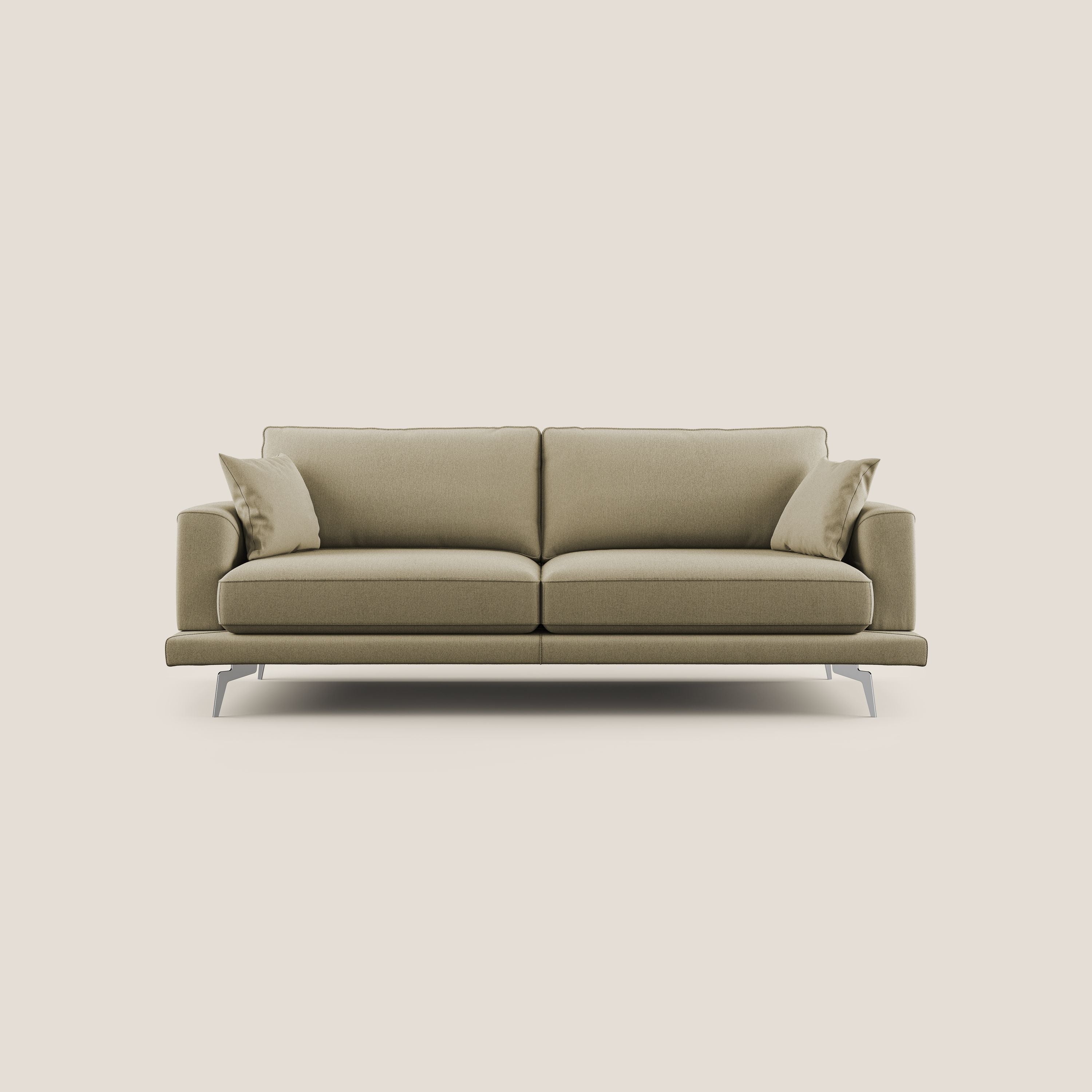 Dorian divano moderno in tessuto morbido antimacchia T05 cammello - divani.store