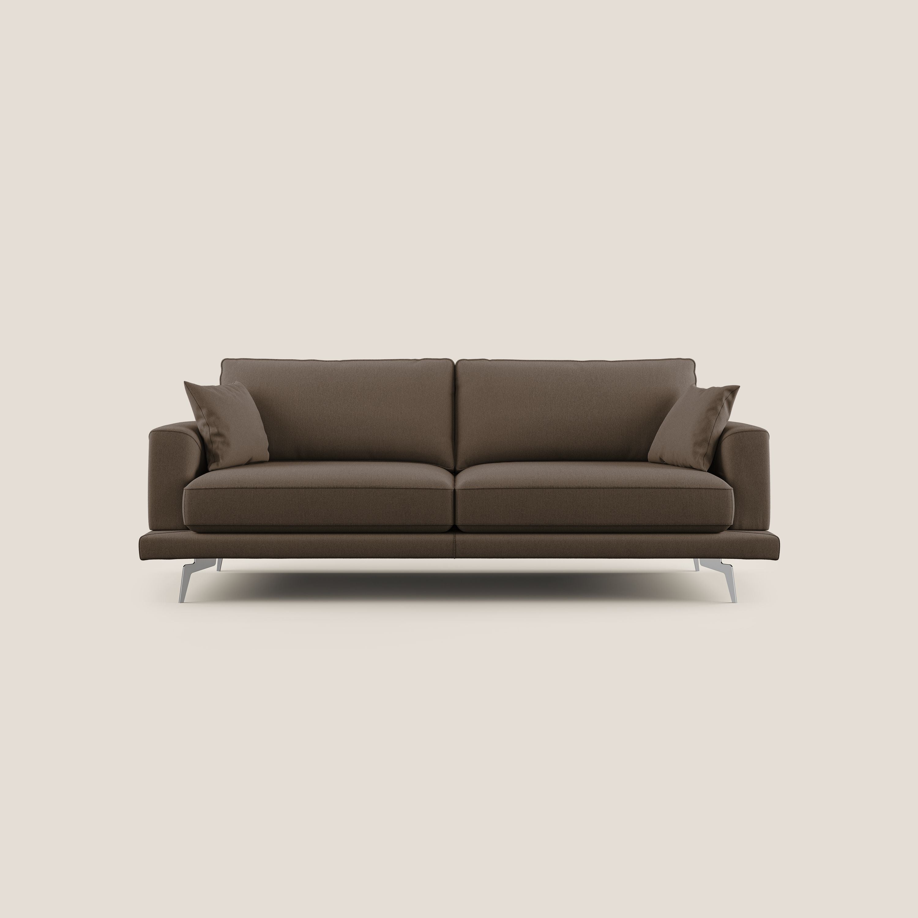 Dorian divano moderno in tessuto morbido antimacchia T05 marrone - divani.store
