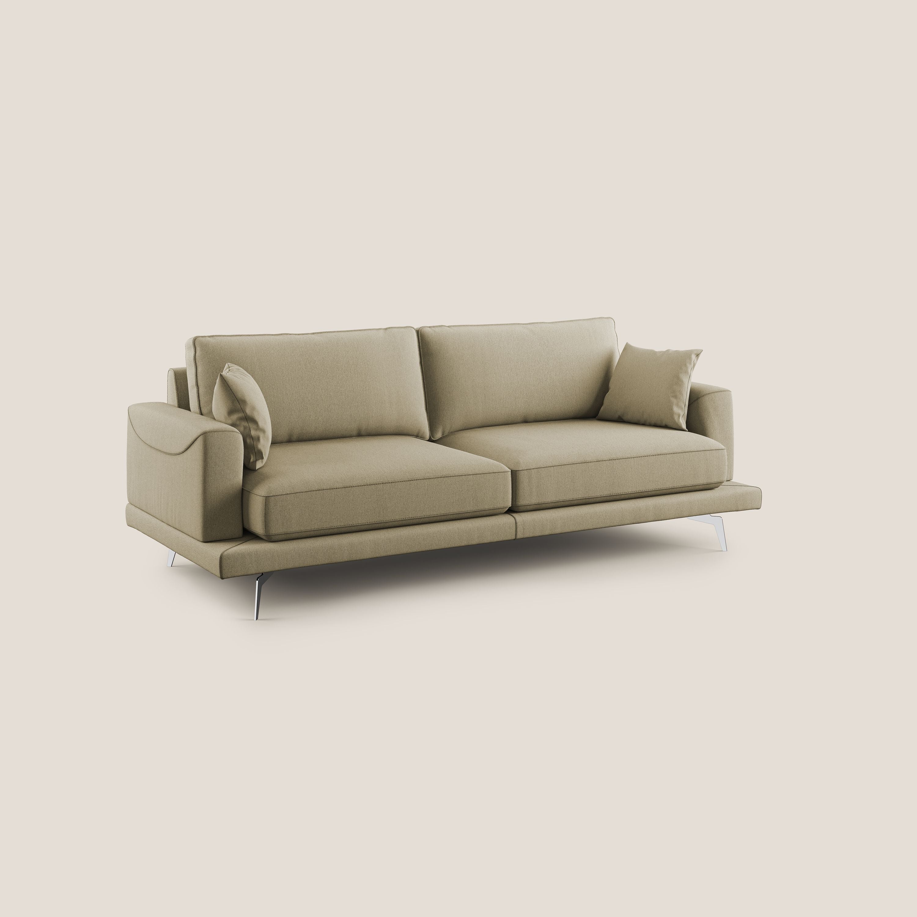 Dorian divano moderno in tessuto morbido antimacchia T05 cammello - divani.store