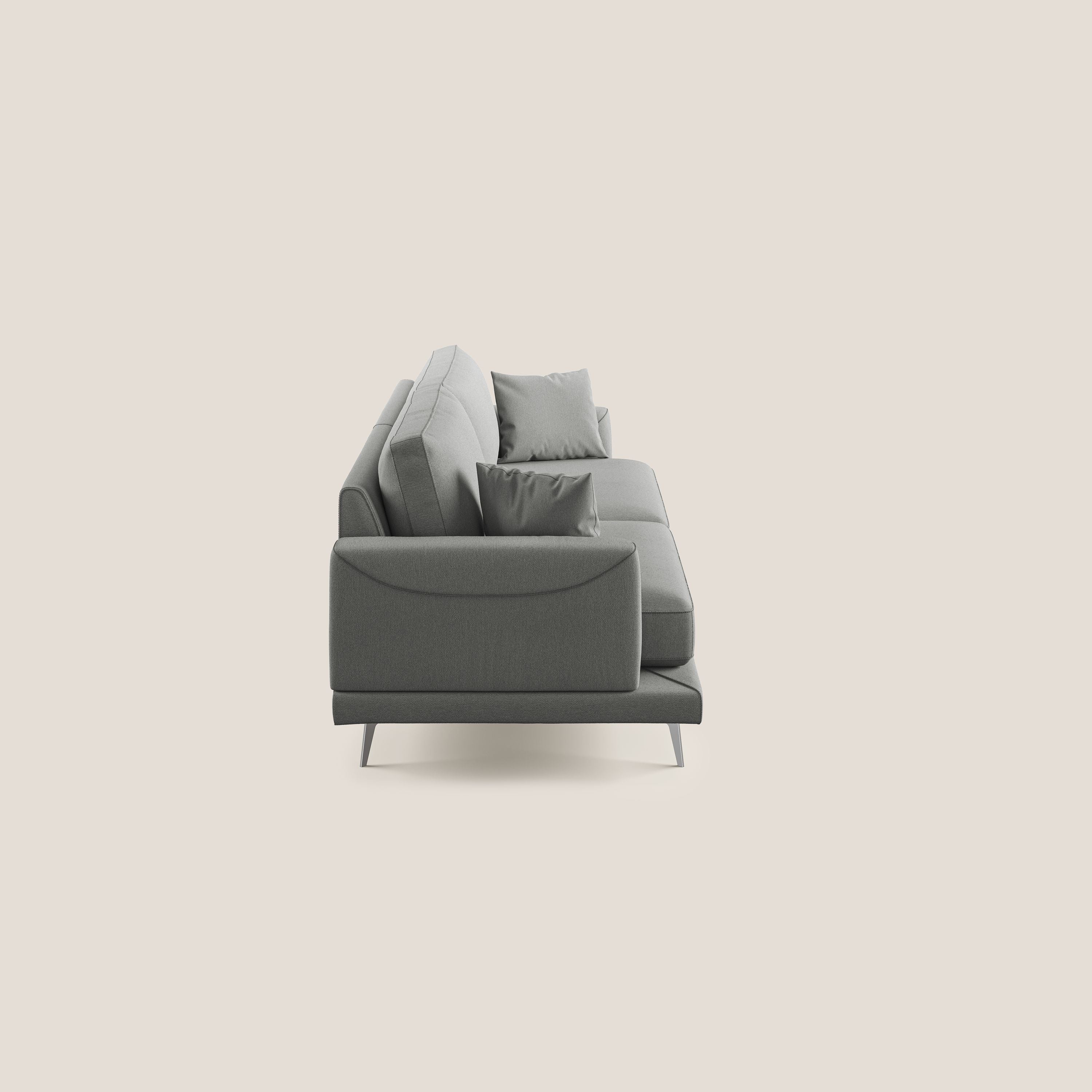 Dorian divano moderno in tessuto morbido antimacchia T05 grigio - divani.store
